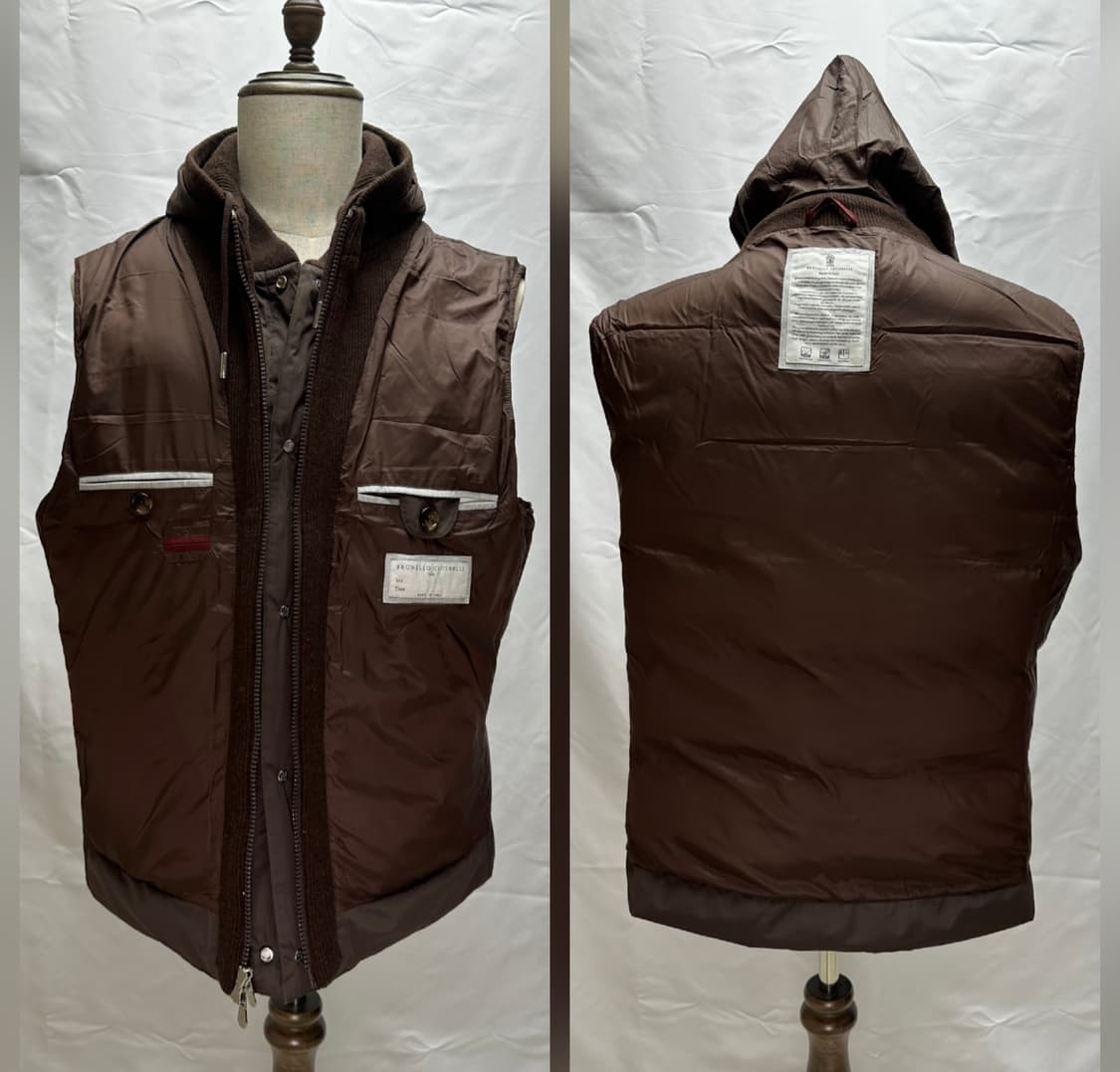[정품인증] 브루넬로쿠치넬리 레이어드 구스다운 패딩 베스트 XL 판매 상품이미지6
