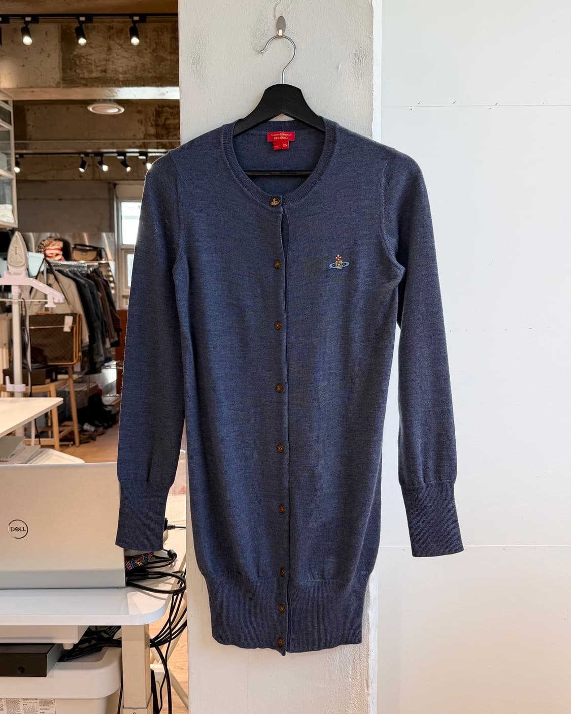 비비안 웨스트우드 레드라벨 네이비 orb자수 롱 가디건 상품이미지2