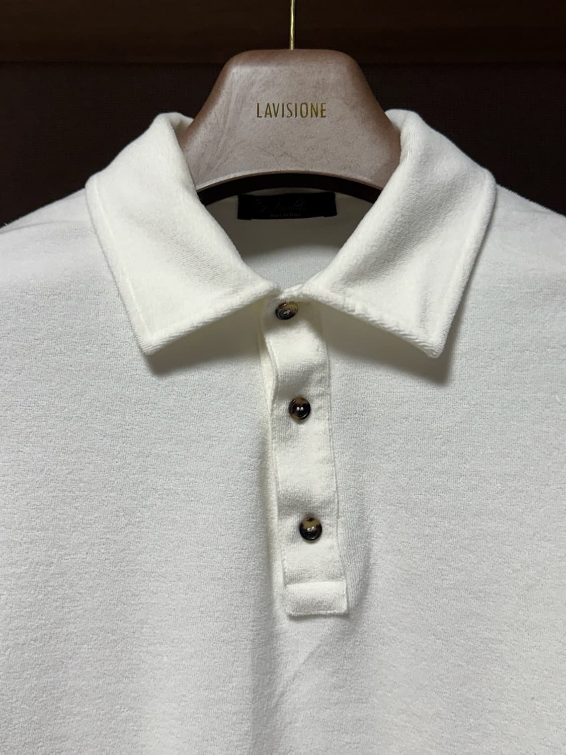 로로피아나 코튼 실크 벨루어 카라티셔츠 화이트 L 상품이미지2