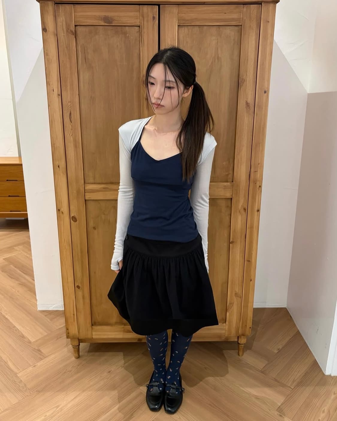 Chemehc 체메씨 breeze fold skirt (black) 상품이미지3