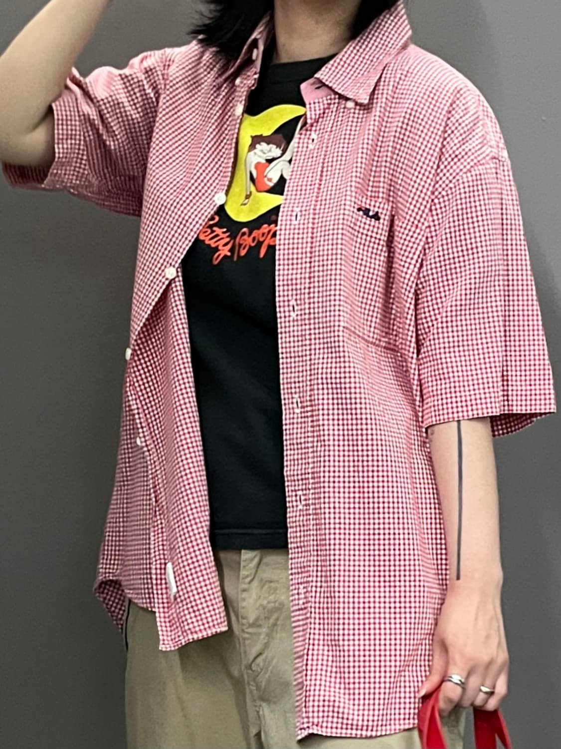 C028 JPN FILA 깅엄 체크 반팔셔츠 상품이미지1