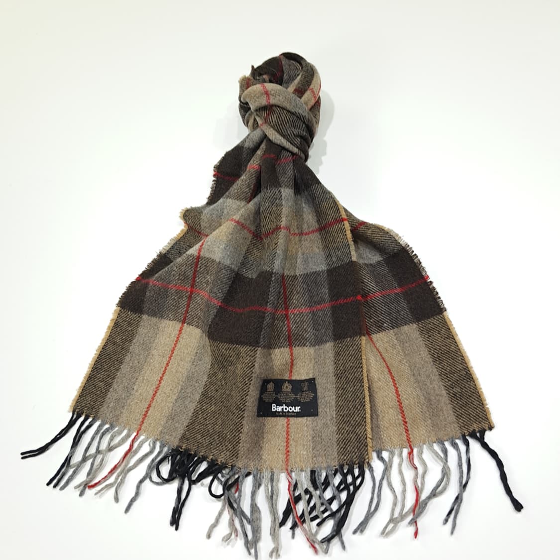 MX540 바버 90s 스코틀랜드판 울 타탄체크 브라운 머플러 목도리 상품이미지2