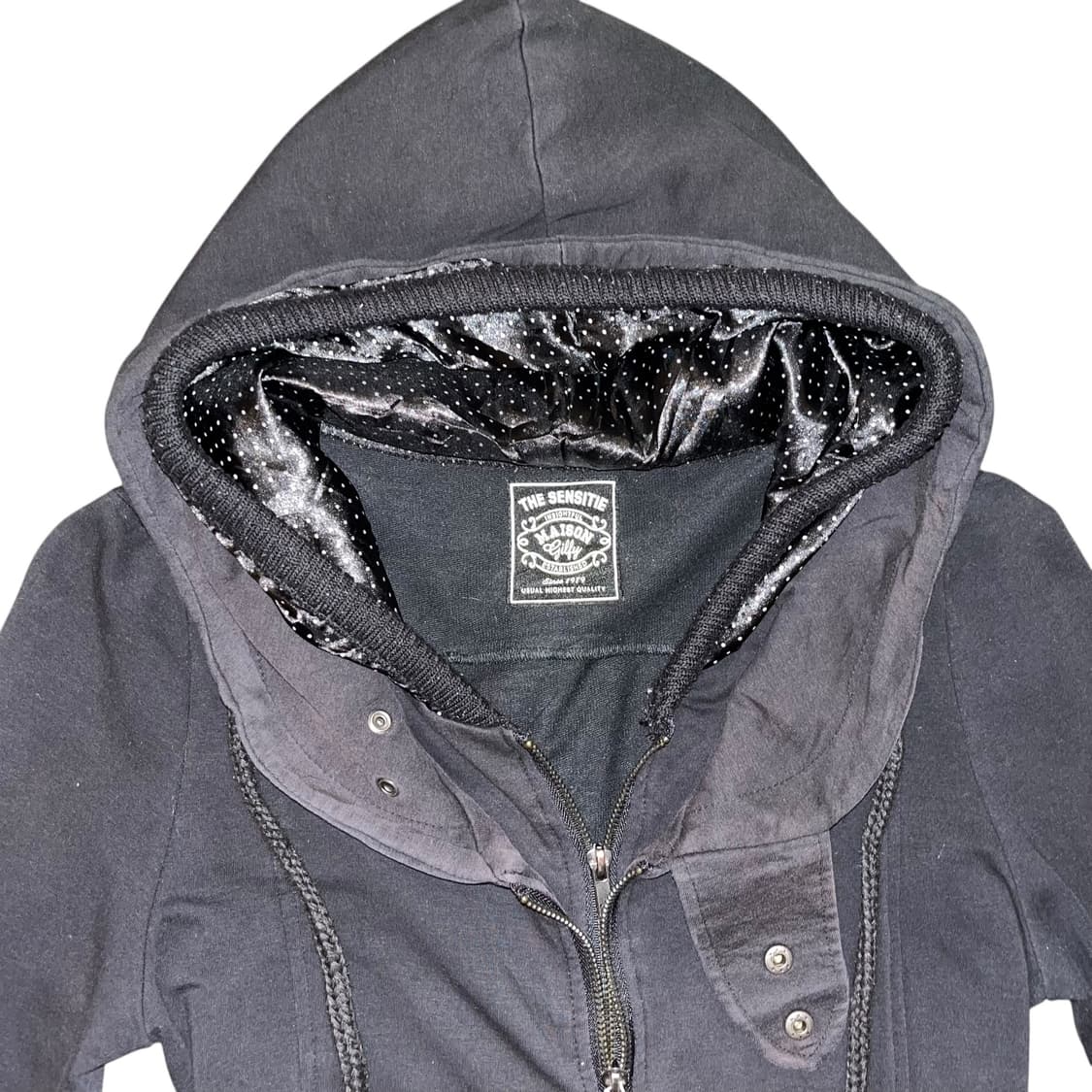 도트 후드 레이어드 투웨이 집업 y2k펑크갸루 상품이미지2