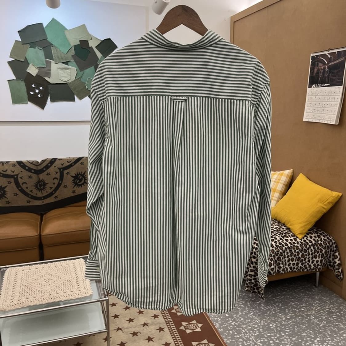 커버낫 피스타치오 그린 스트라이프 캐주얼 셔츠 M C10264 상품이미지4