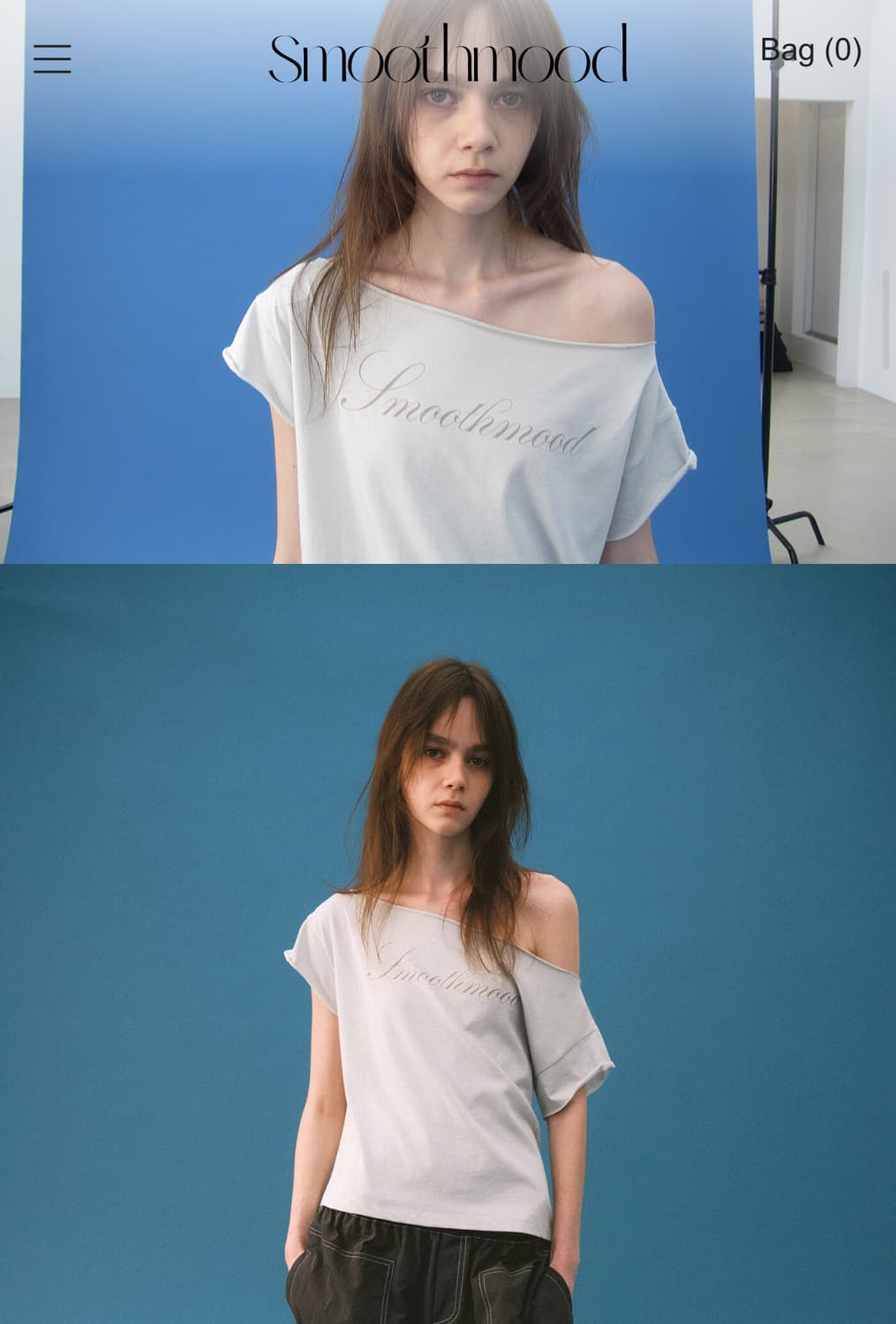 스무드무드 숄더 티 Lisz OfShoulder Tee Pale Gray 상품이미지2