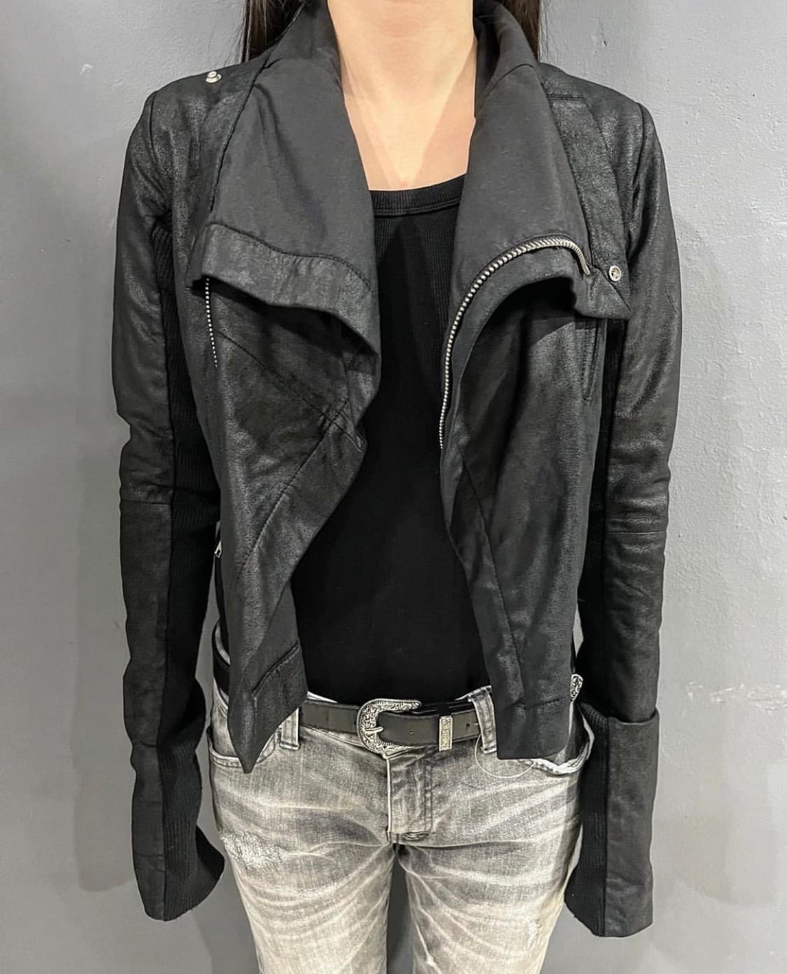 Mercurylux 고트스킨 투웨이 하이넥 라이더 재킷 상품이미지6