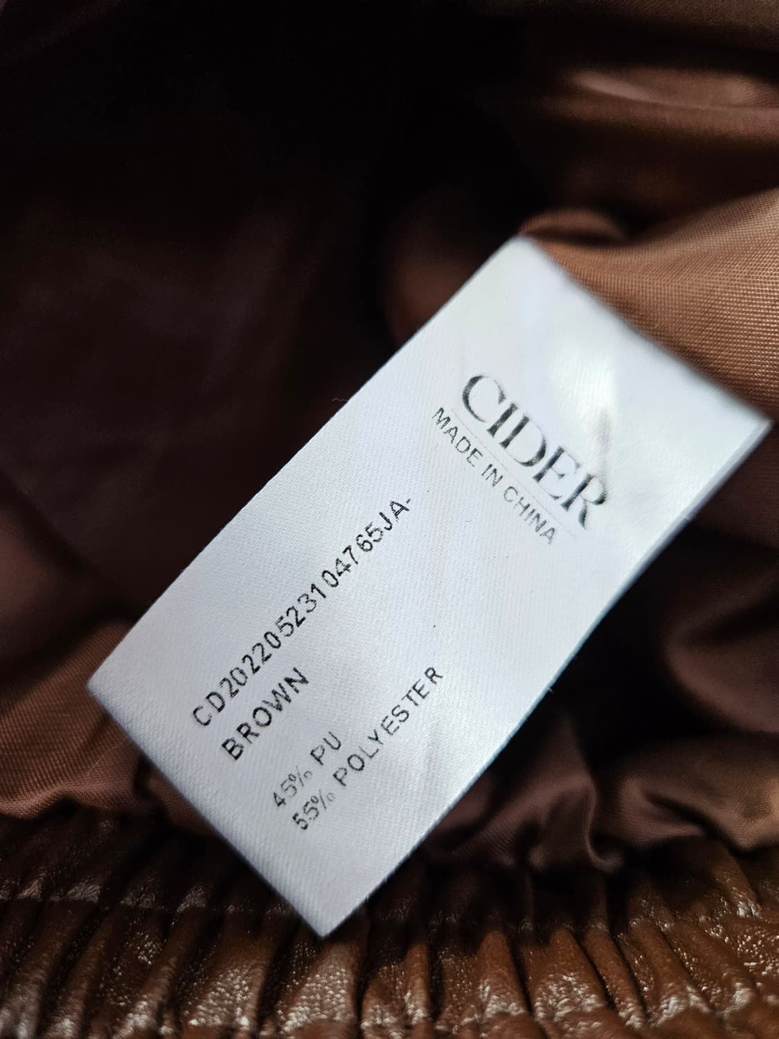 씨더 CIDER 크롭 레더 브라운 블루종자켓 가죽자켓 바이커 M 상품이미지4