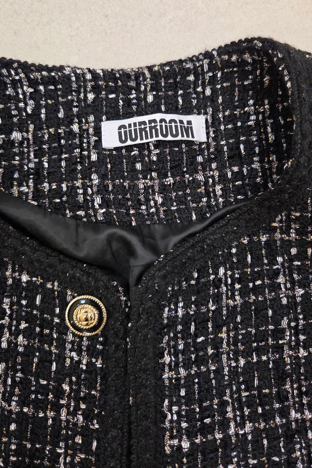 OURROOM 블랙 트위드 자켓 남자. 미착용 상품이미지7