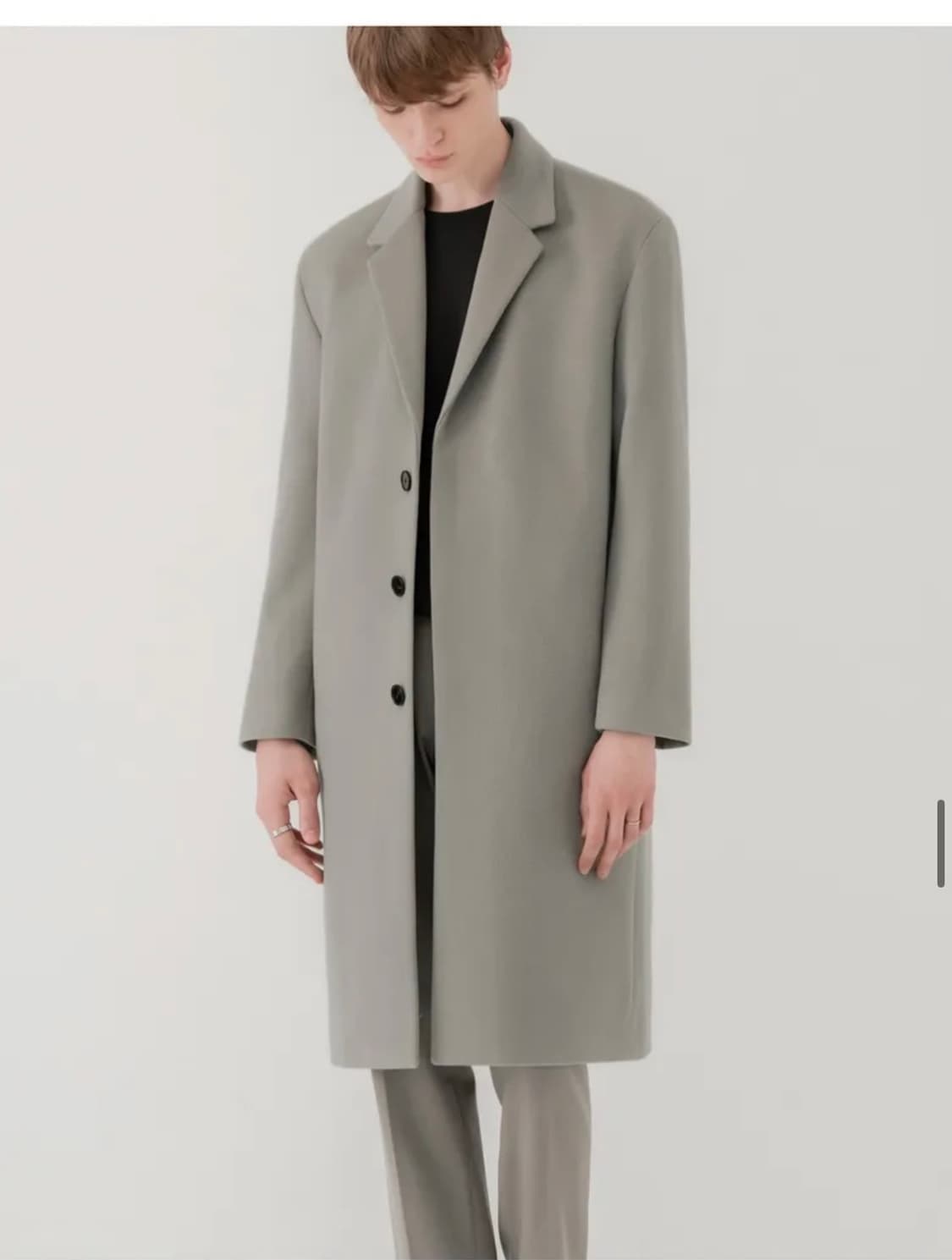 (새상품)(M) 드로우핏 캐시미어 20% 히든 싱글코트 L.GREY 판매 상품이미지3