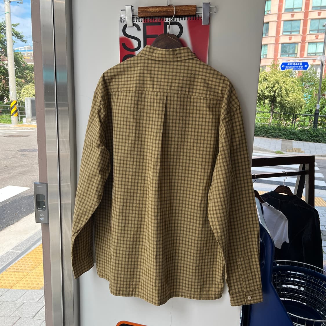 카키스 보더 체크 셔츠 상품이미지4