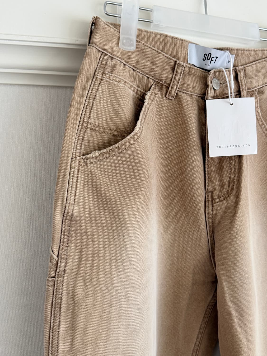 소프트서울 브러쉬드 카펜터 팬츠 베이지 컬러 새상품 상품이미지5