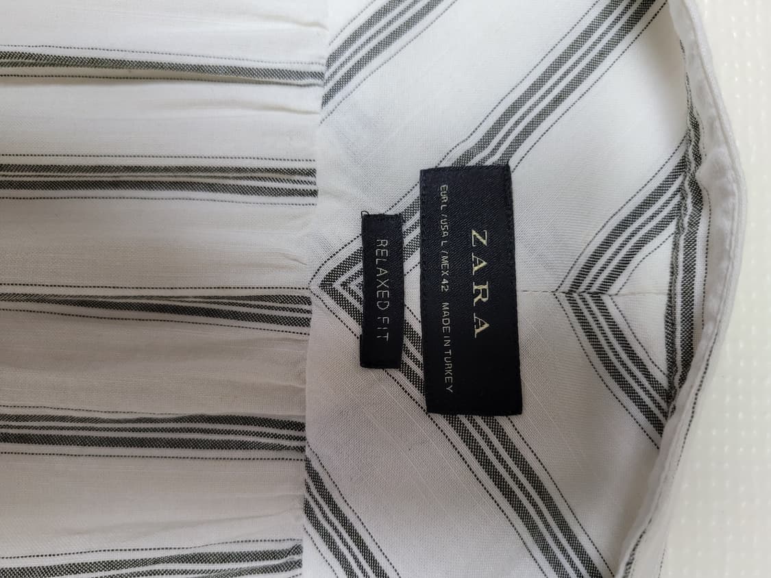 자라 ZARA 남자 스트라이프 헨리넥 풀오버 셔츠 110 화이트 상품이미지9