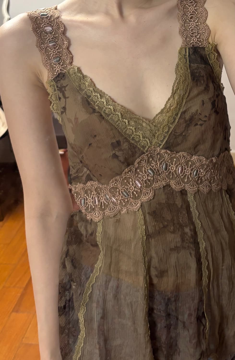 빈티지 레이스 실크 나시 상품이미지6