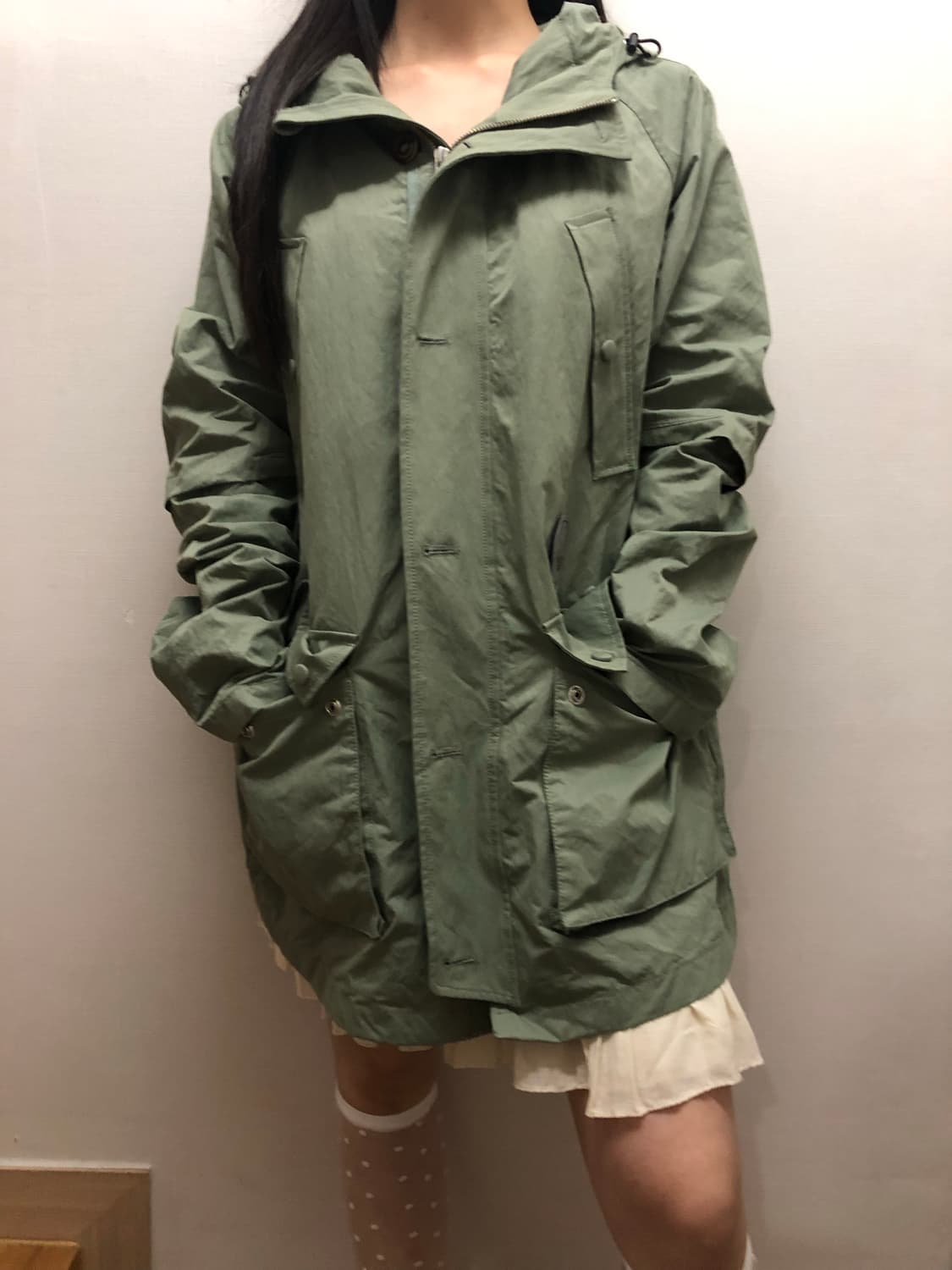 빈티지 카키 롱 점퍼 상품이미지3