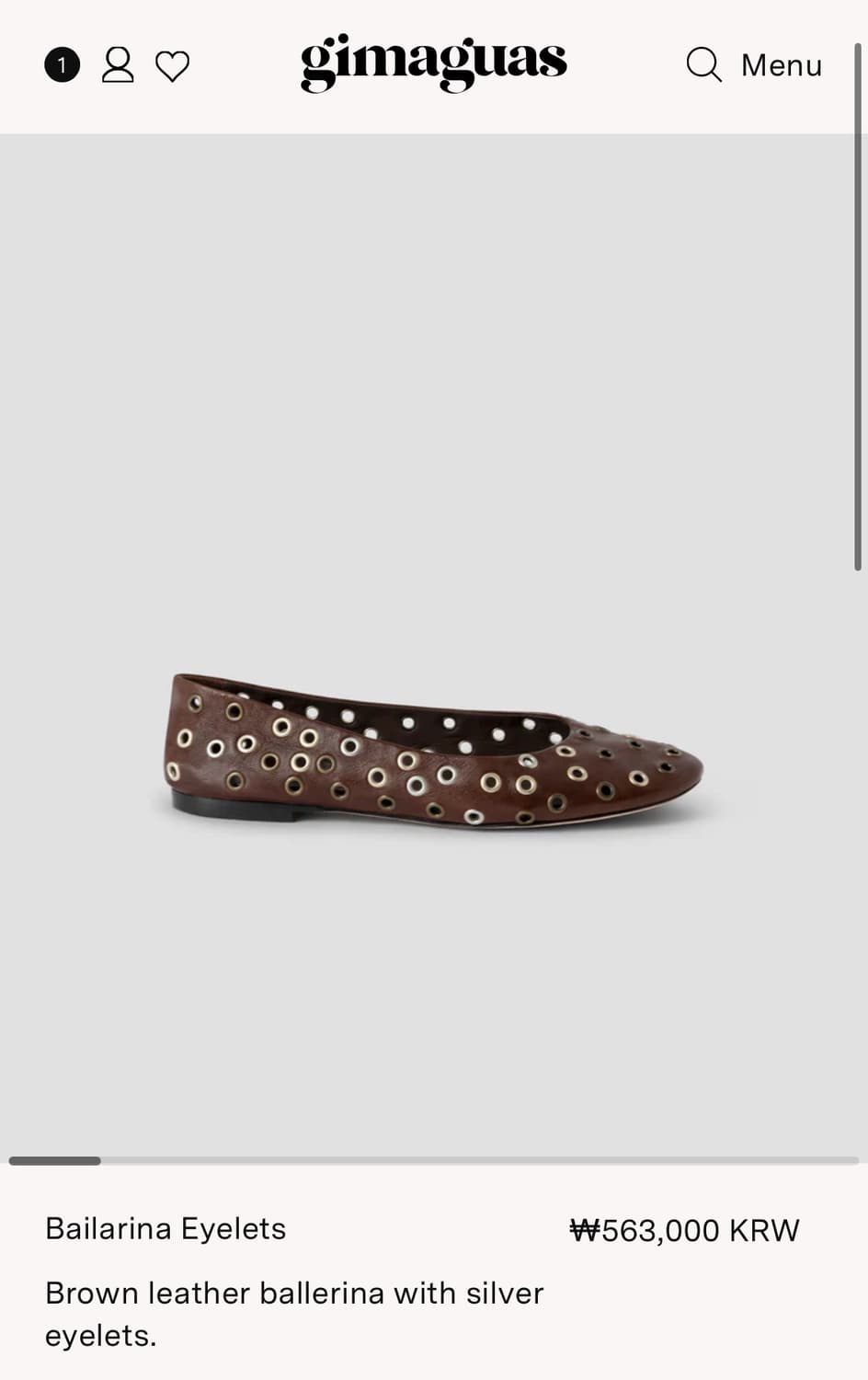 [36,37,38]기마구아스 발레리나 아일렛 슈즈/브라운 상품이미지8