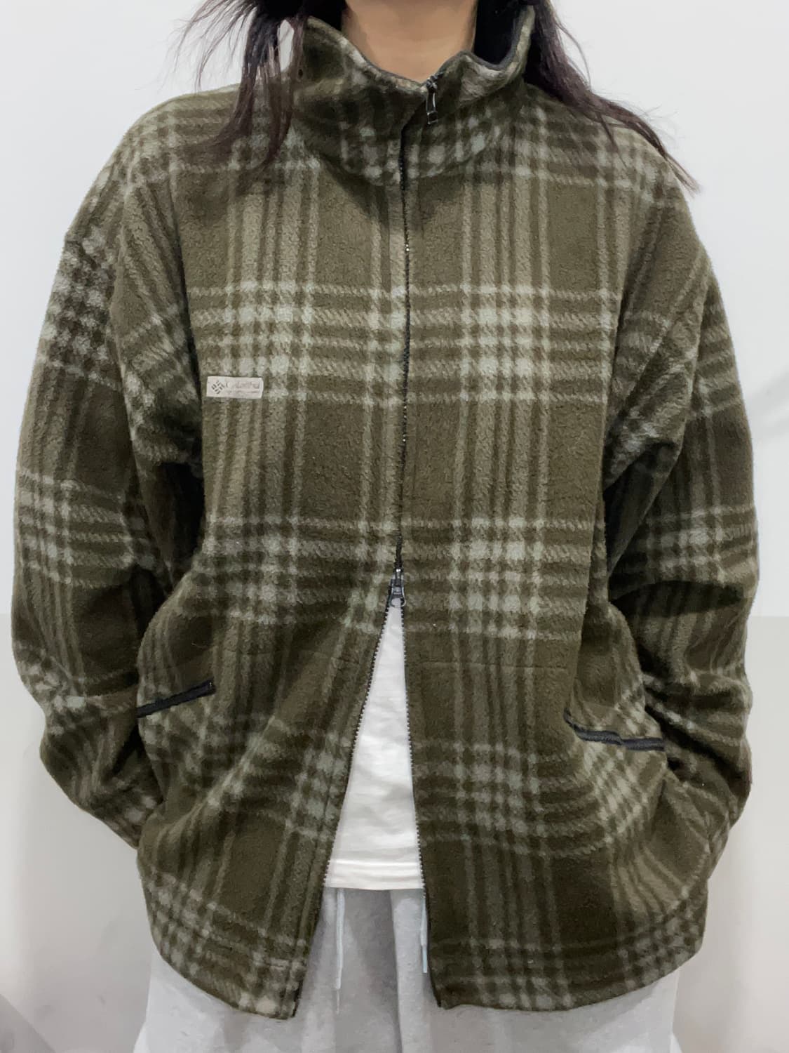 90‘s Columbia 컬럼비아 타탄체크 2way 플리스 자켓 상품이미지2