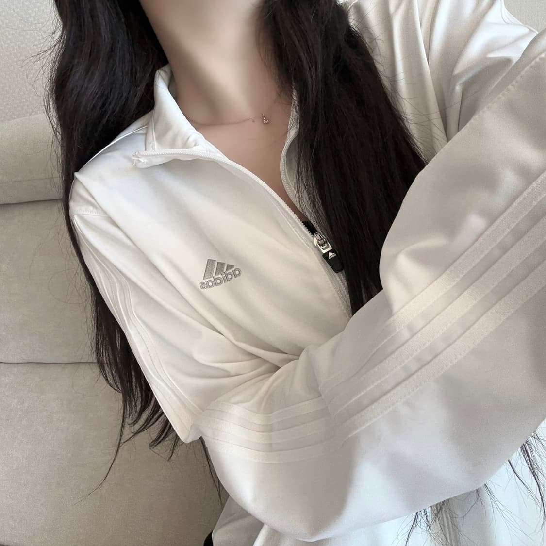 아디다스 화이트 실버 투웨이 바람막이 (골프 라인) 상품이미지1