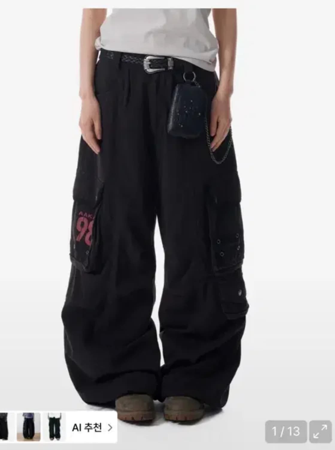 아캄 니 핀턱 콘트라스트 카고팬츠 블랙 2사이즈 상품이미지1