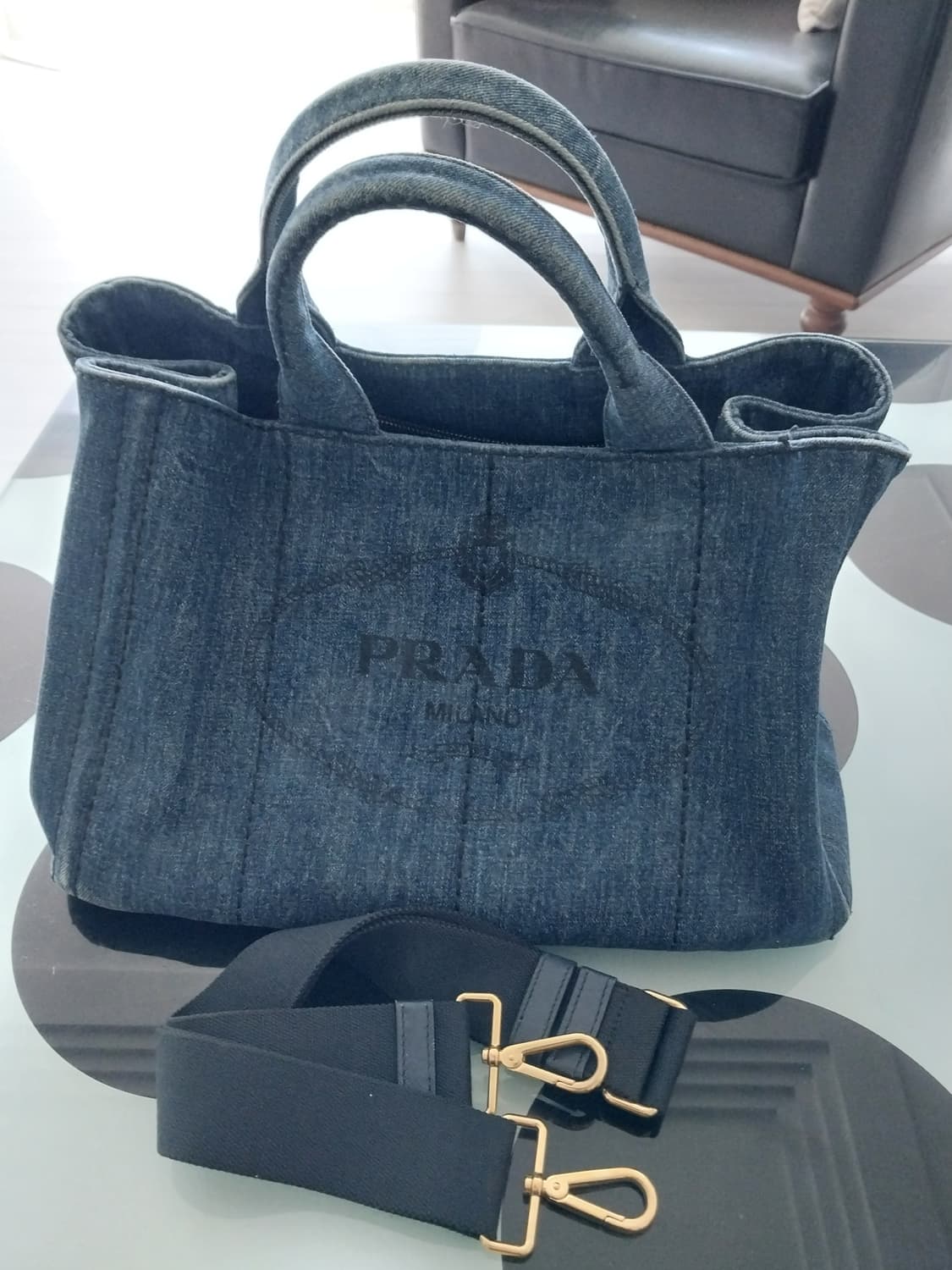 프라다 카나파데님 토트 /숄더백 B2642B 상품이미지5