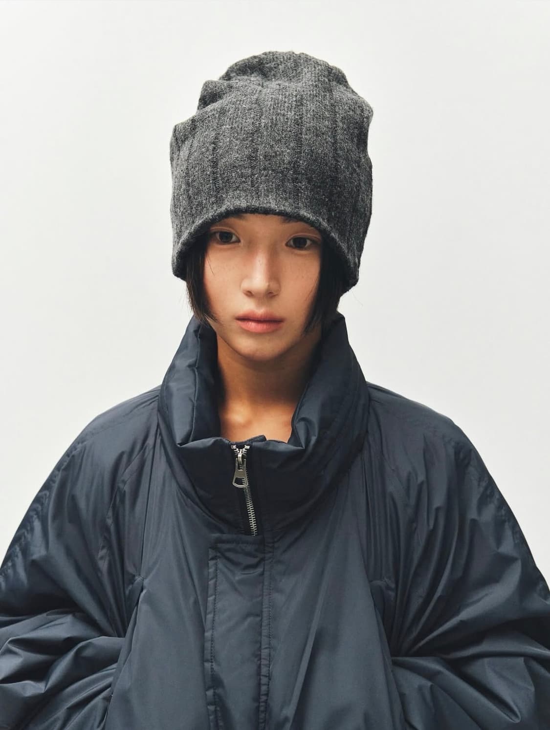 PLZproject OVER-RIBBED BEANIE, CHARCOAL 상품이미지1