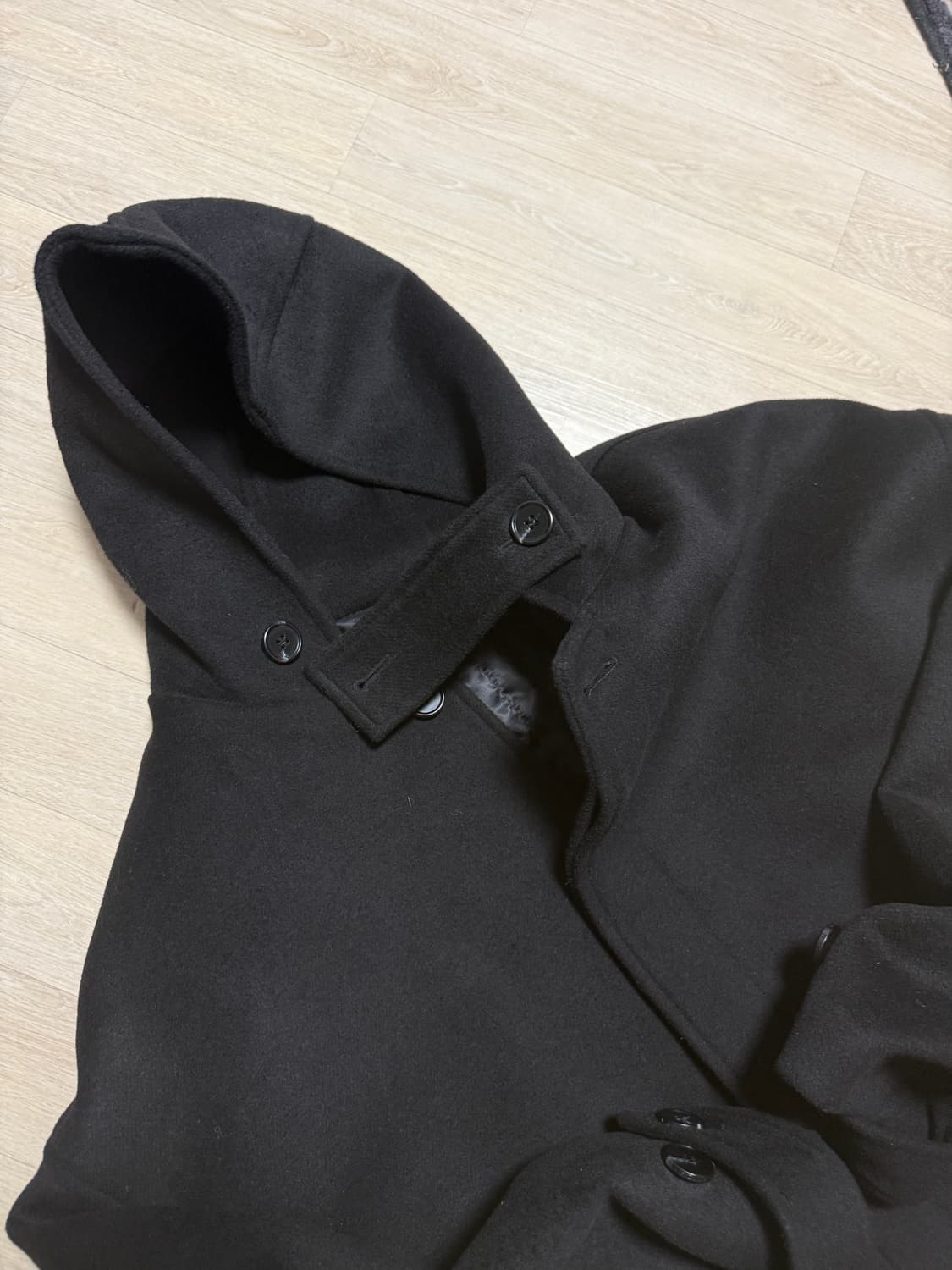 라퍼지스토어 블랙 후드 하프코트 L~XL 상품이미지1