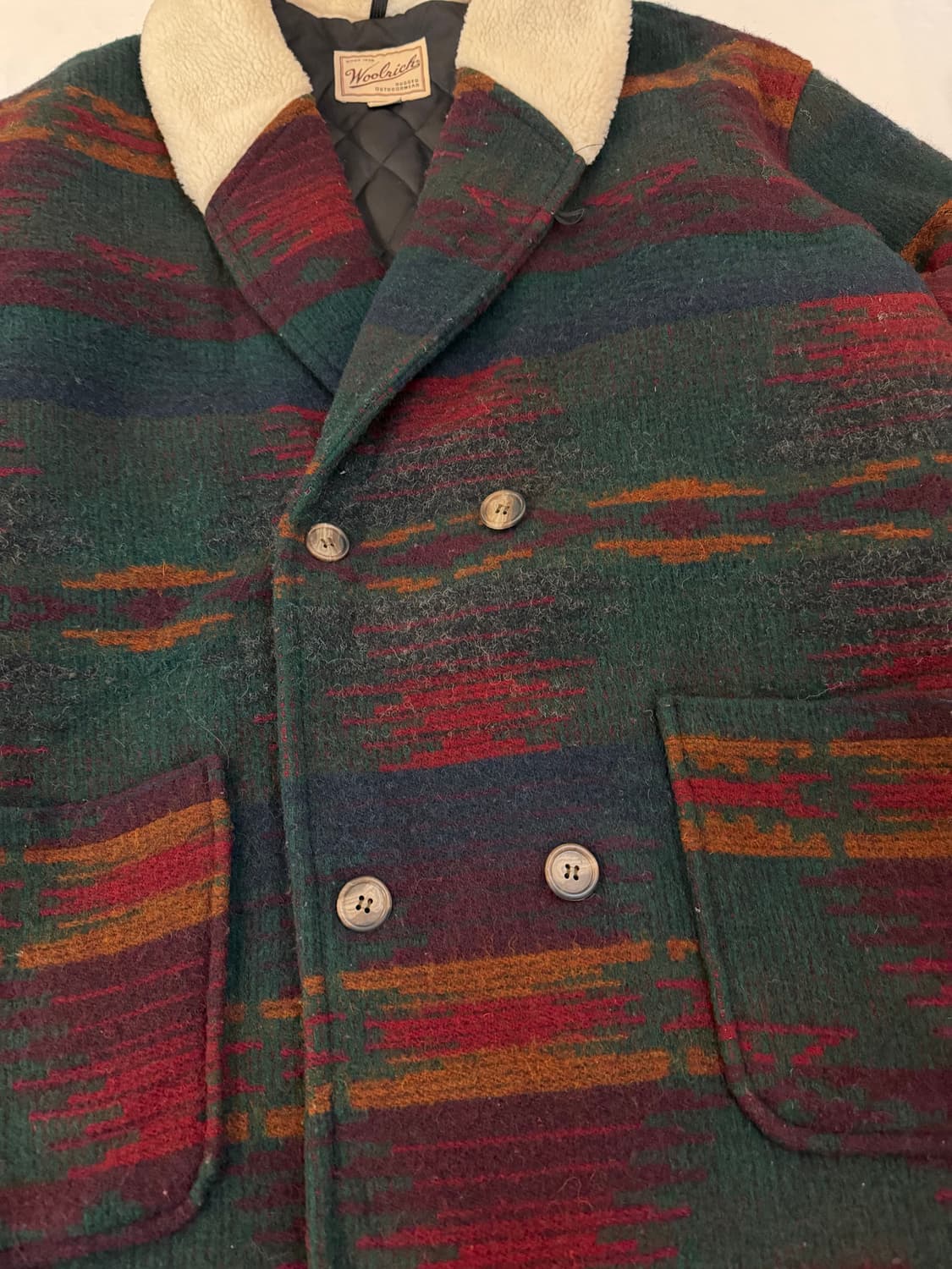 80s 울리치 아즈텍 나바호 양털카라 헤비울 랜치코트 상품이미지3