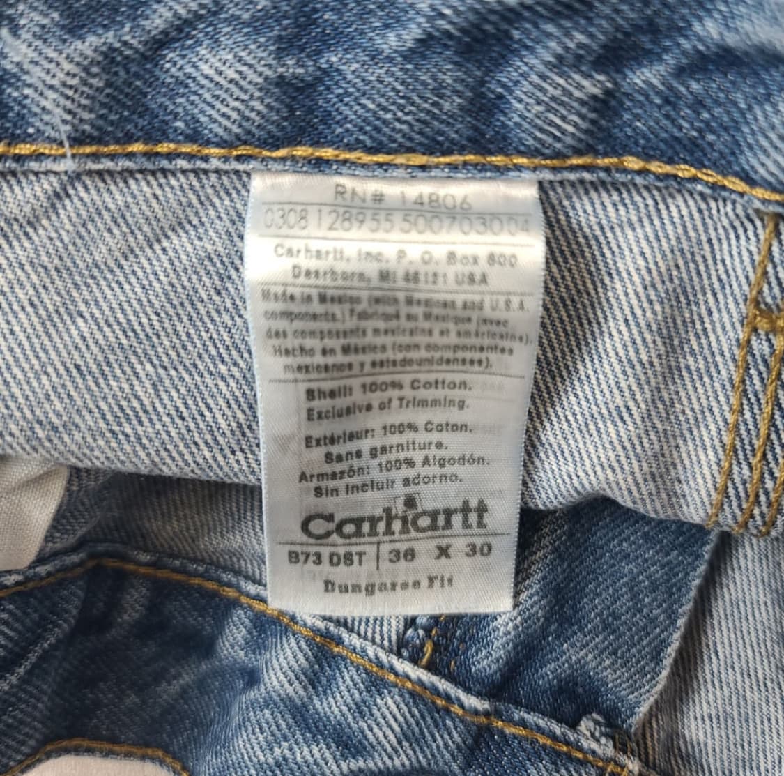 빈티지 칼하트 더블니 데님 팬츠 상품이미지3