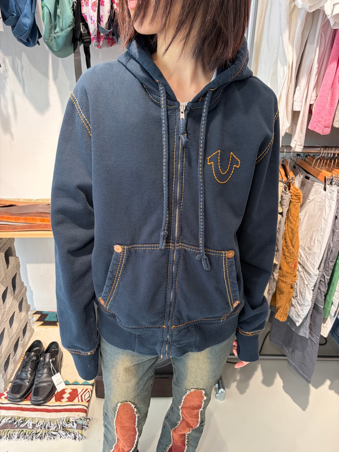 True Religion 스티치 집업 후드 L 상품이미지3