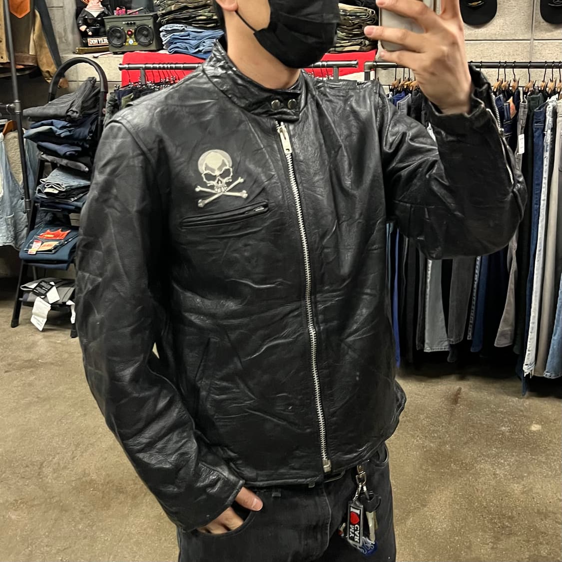 90s 핫레더 스컬 싱글 라이더 자켓 (105) 상품이미지10