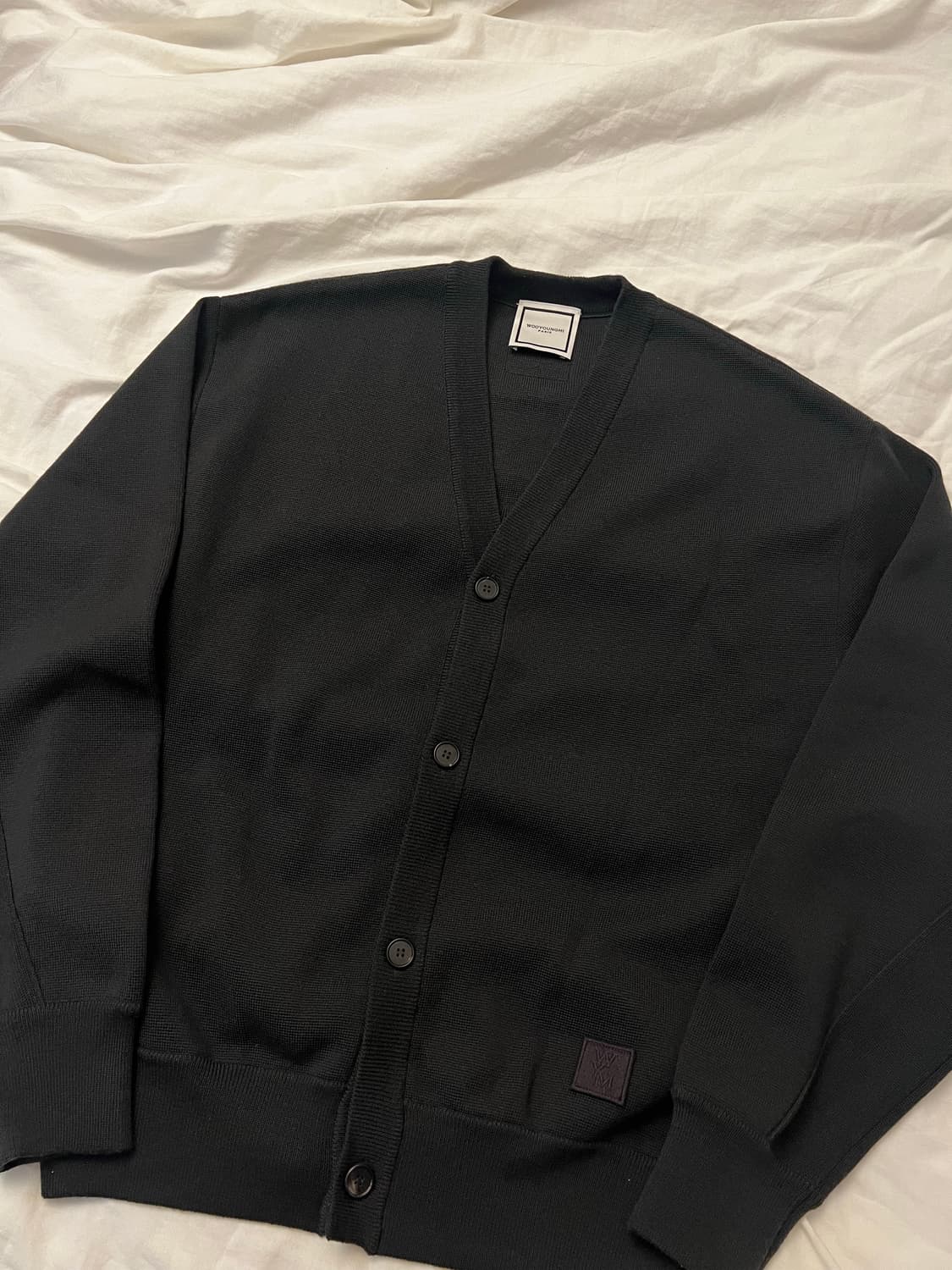 우영미 가죽 패치 가디건 46사이즈 상품이미지1