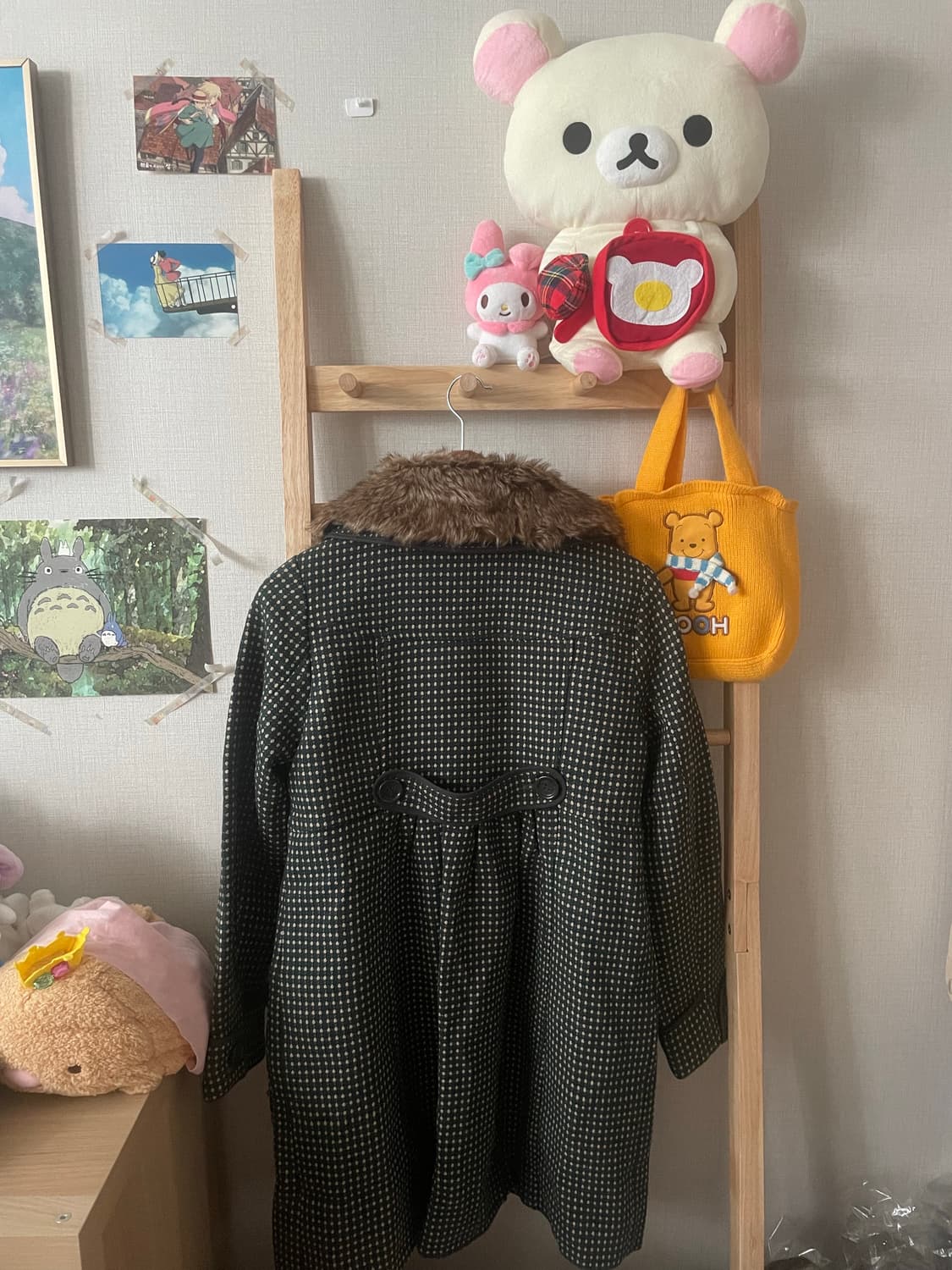 모리걸 빈티지 도트패턴 퍼코트 상품이미지2