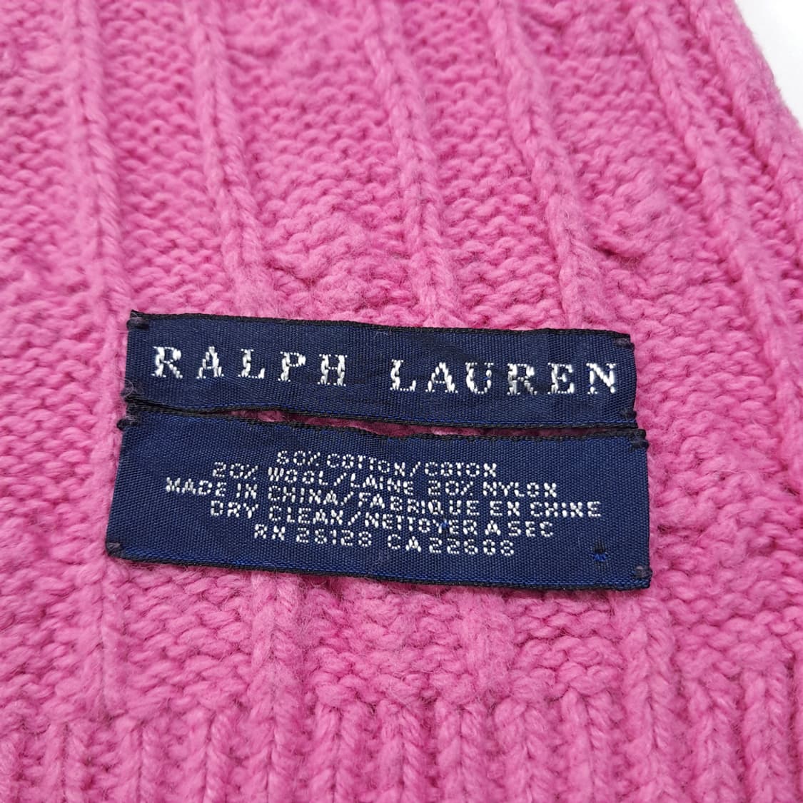 MX652 폴로 90s 코튼울 케이블 화이트포니 핑크 머플러 목도리 상품이미지5