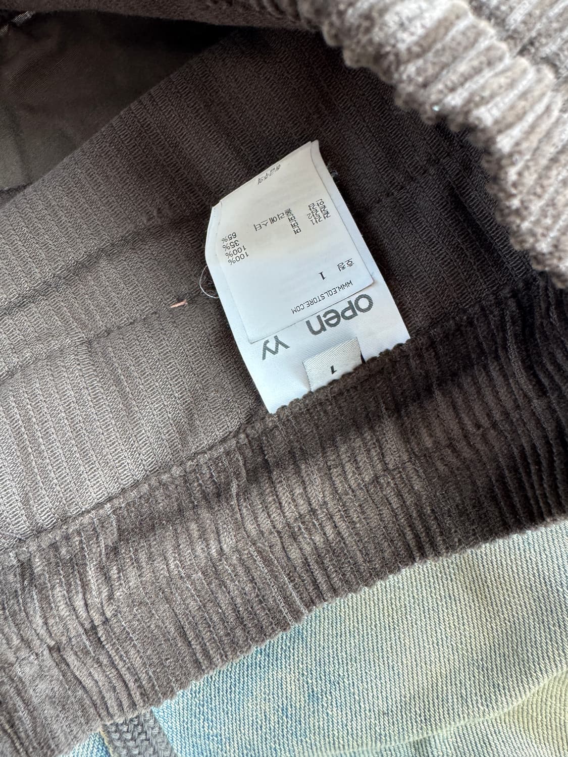 오픈와이와이 Open YY 데님 코듀로이 팬츠 사이즈 1 브라운 상품이미지5