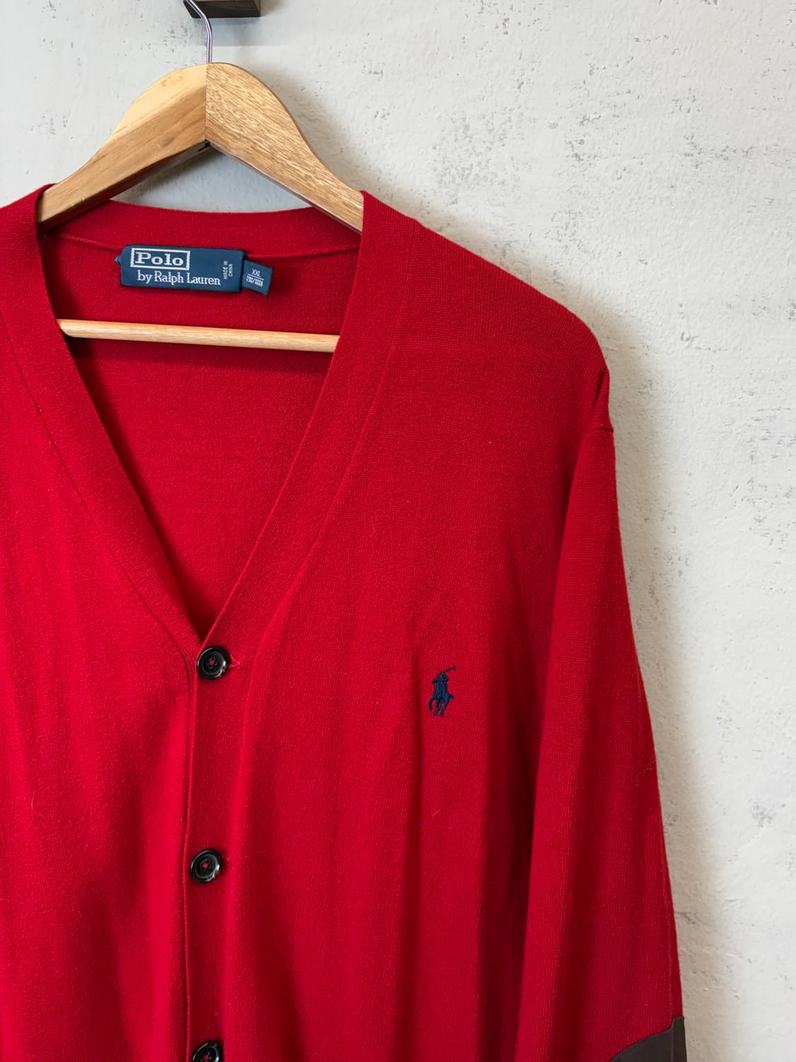 폴로랄프로렌 암패치 램스울 니트 가디건 레드 상품이미지2