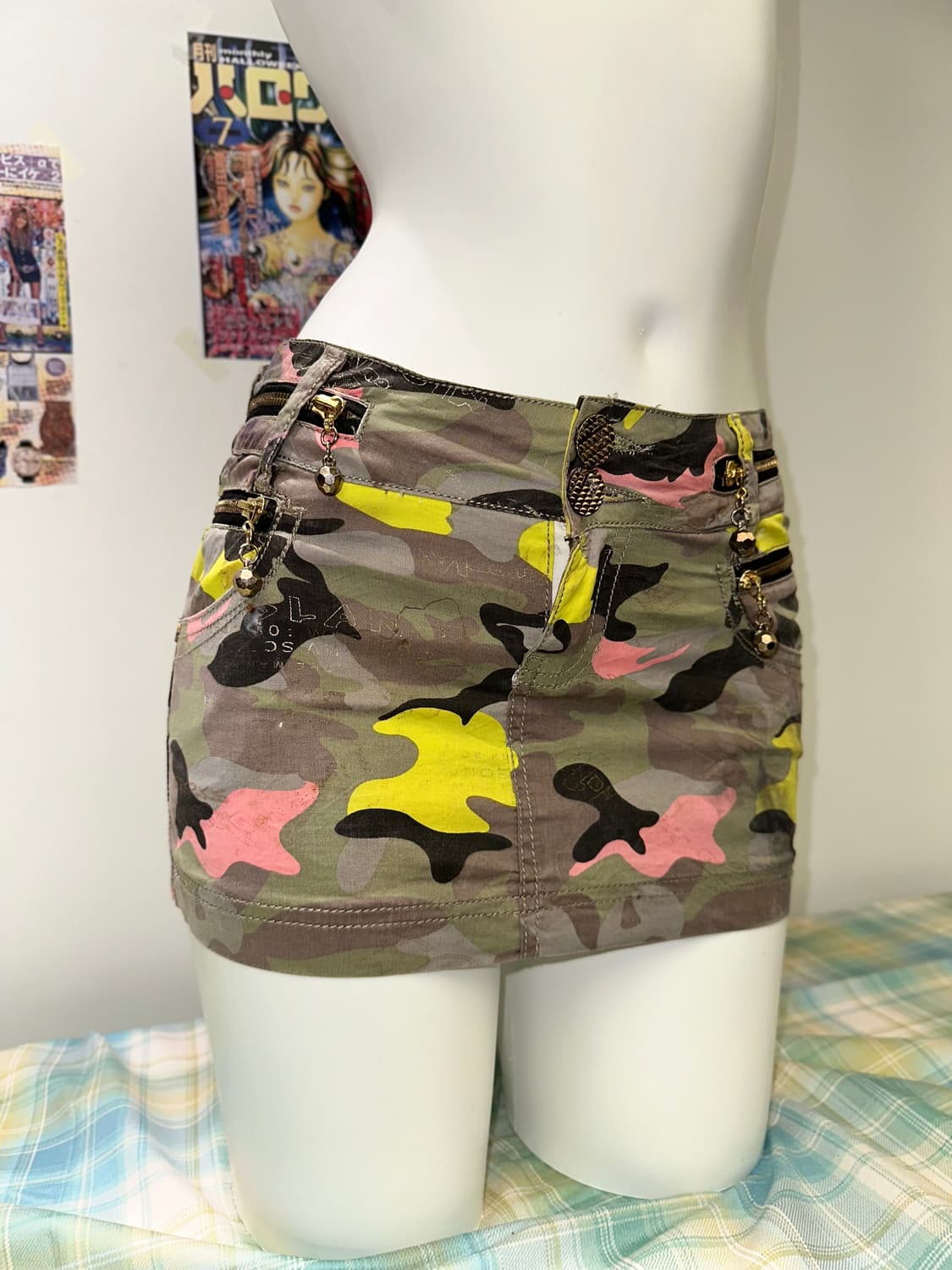 pink camouflage zipper detail skirt 상품이미지1