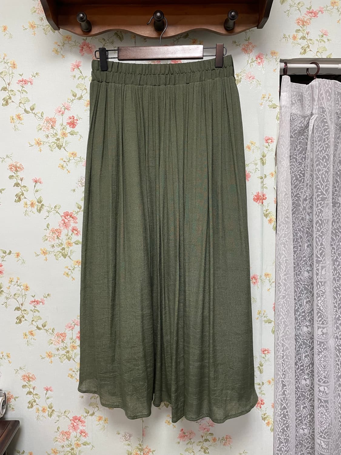 그린 플리츠 롱스커트 상품이미지1