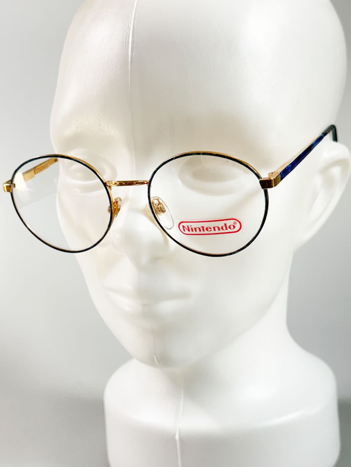 80s NINTENDO 골드 블루 마블 라운드 프레임 빈티지 안경 상품이미지8
