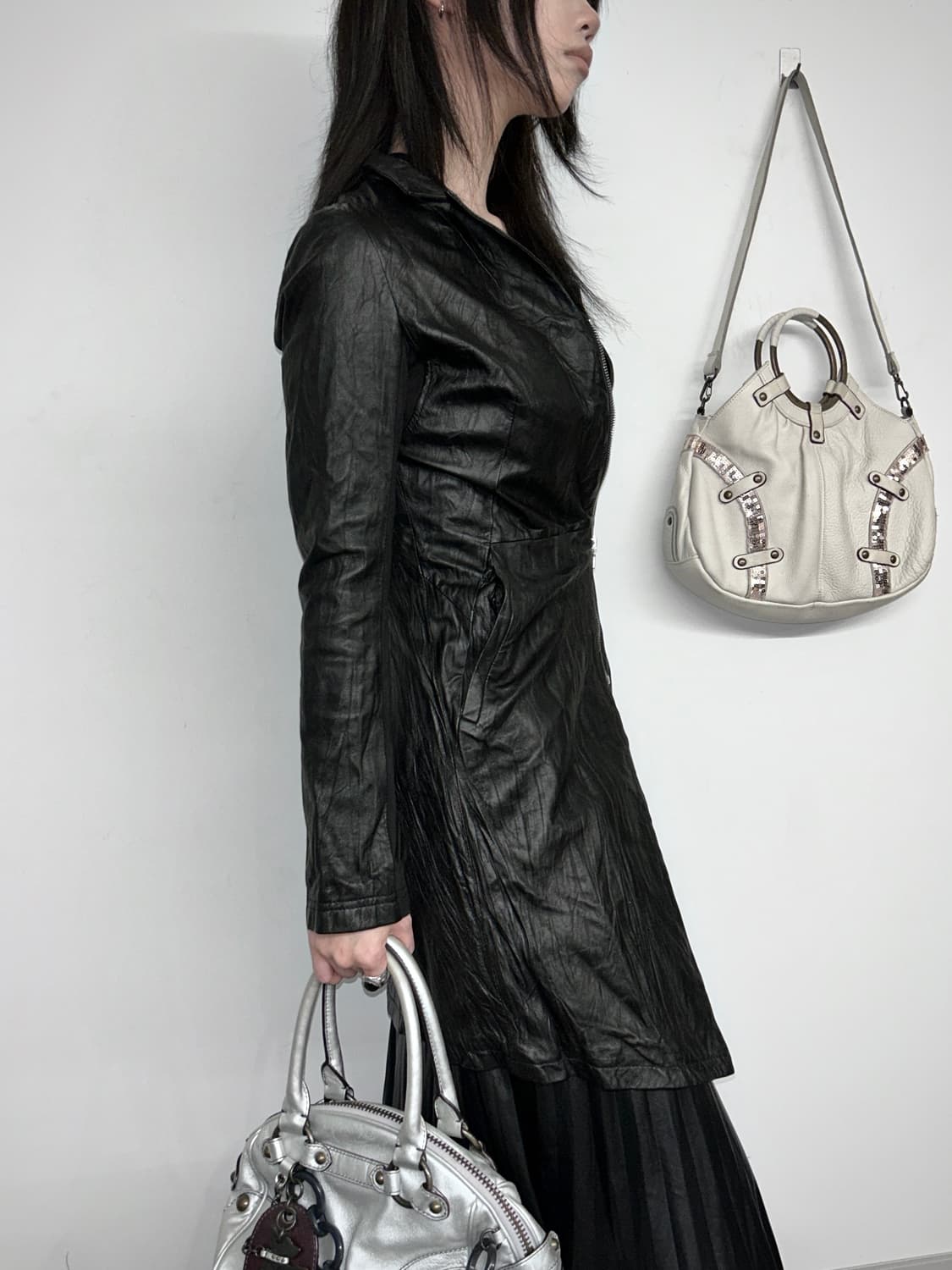 Neil Barrett Winkle Leather Zip-Up Coat 상품이미지2