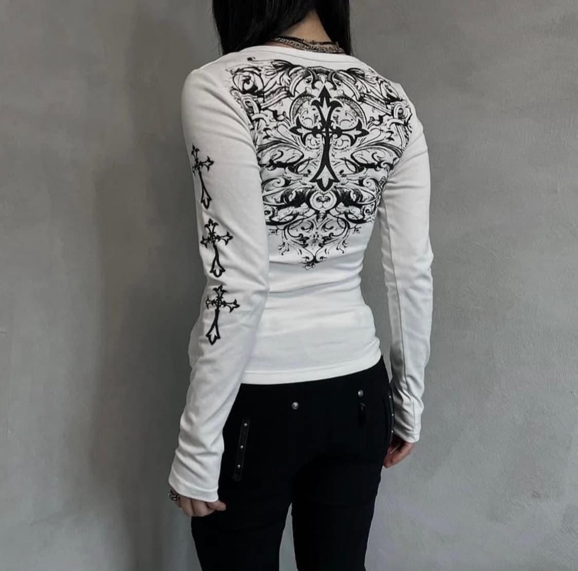 빈티지 펑크 프린팅 긴팔티 슬리브 상품이미지6