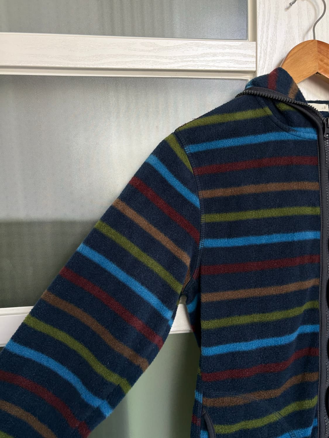 네이비 스트라이프 플리스 후드집업 상품이미지3