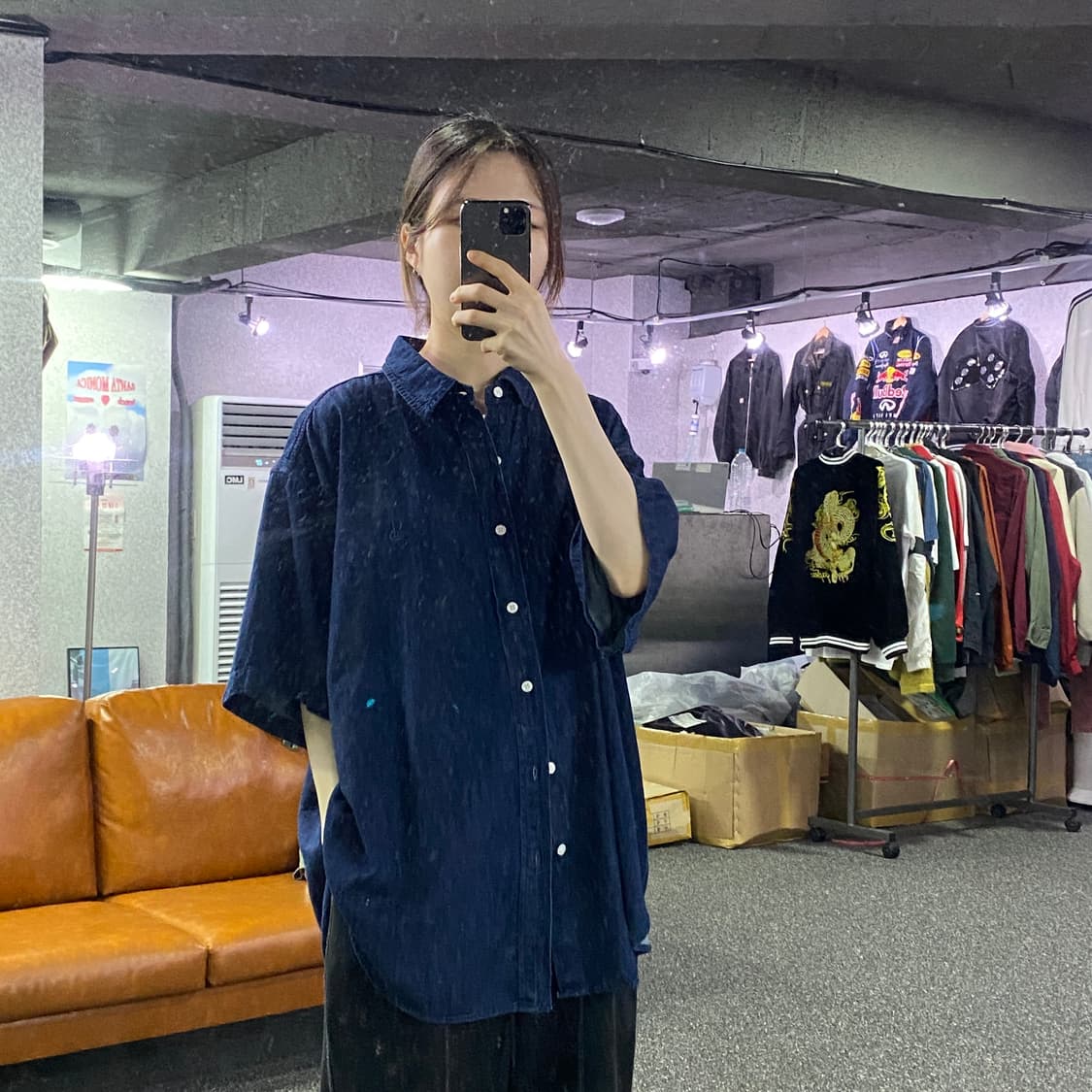 라퍼지스토어 데님 하프셔츠 B2339 상품이미지1