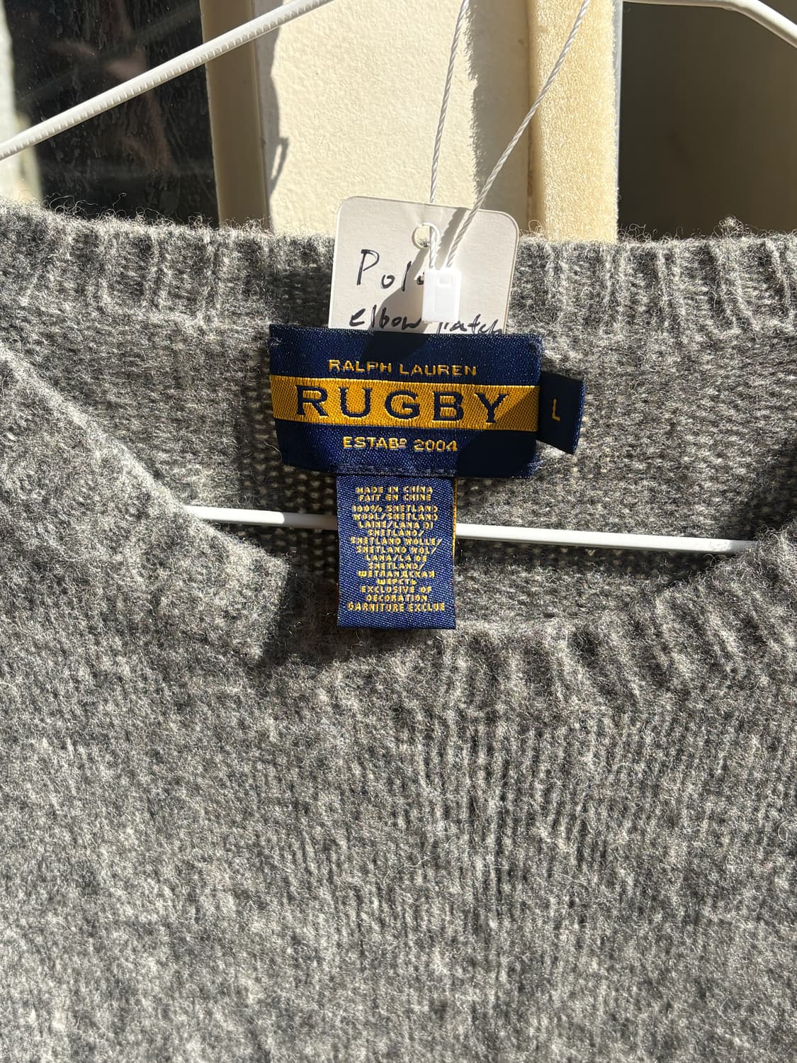 빈티지 폴로 럭비 스웨이드 패치 셔틀랜드 스웨터 상품이미지3