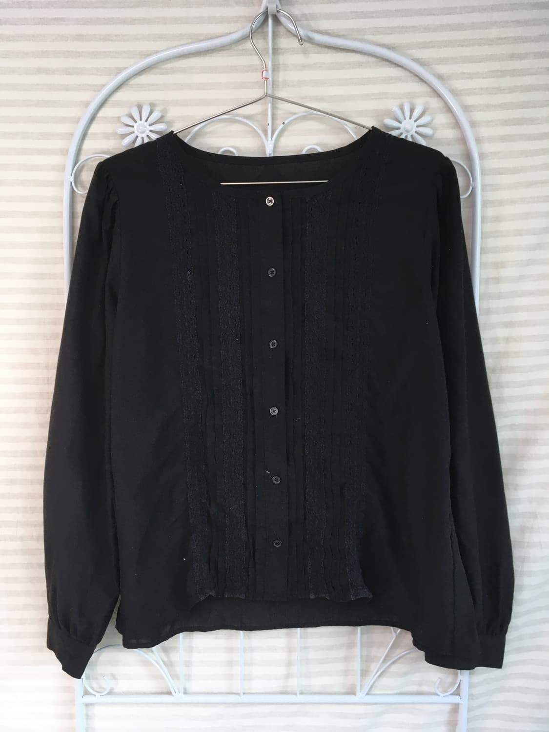 빈티지 블랙 레이스 블라우스 y2k 스트릿 갸루 펑키 일본빈티지697 상품이미지1