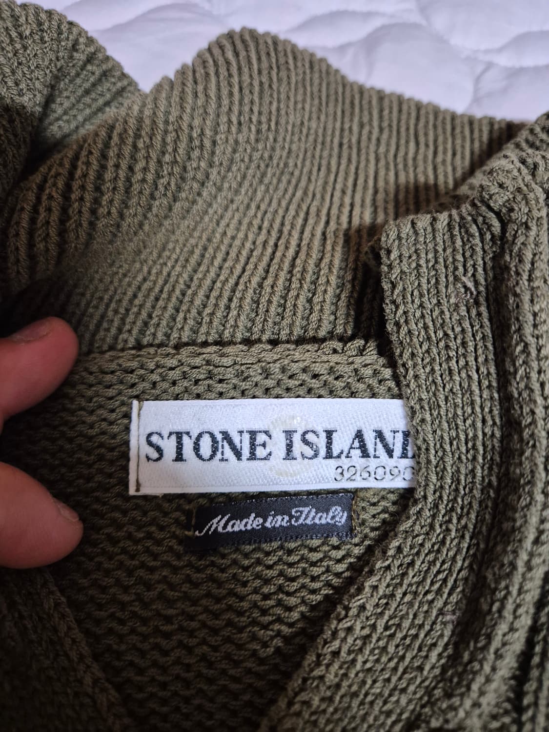 [XL] 2000SS 스톤아일랜드 목폴라 카키 니트 반집업 상품이미지2