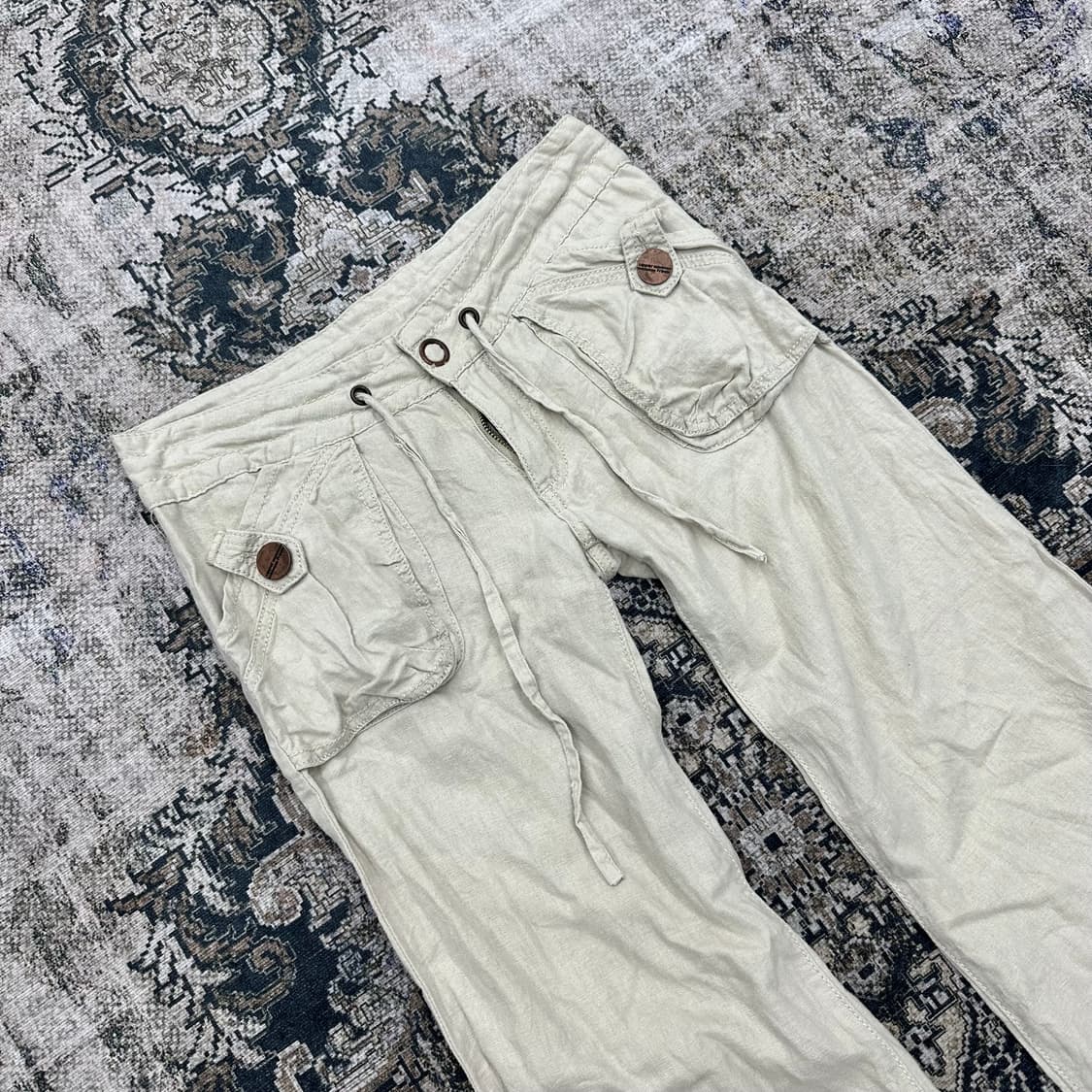 ivory linen flared pants 상품이미지2