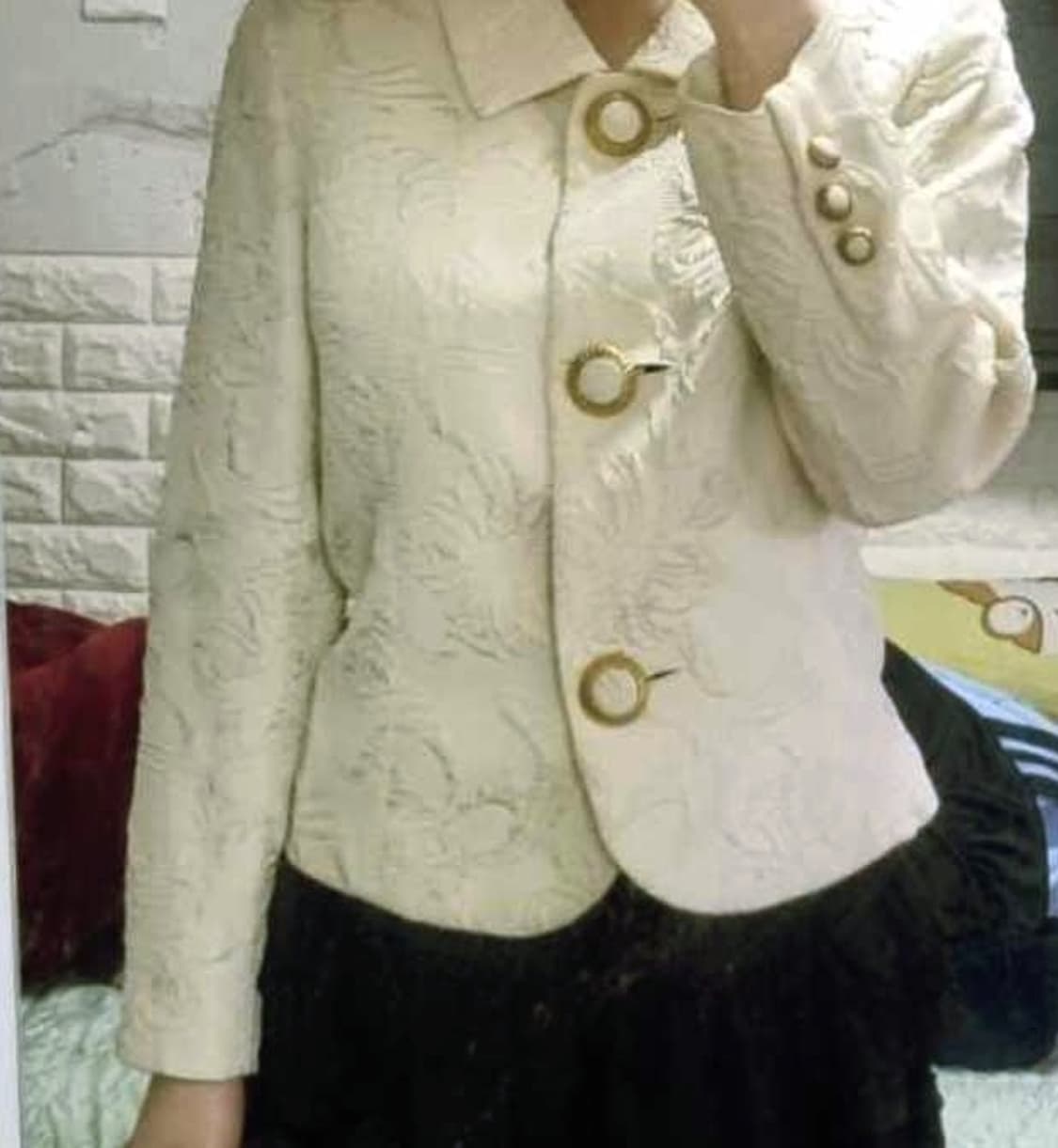 빈티지 꽃무늬 플라워 아이보리 패턴 자켓 상품이미지1