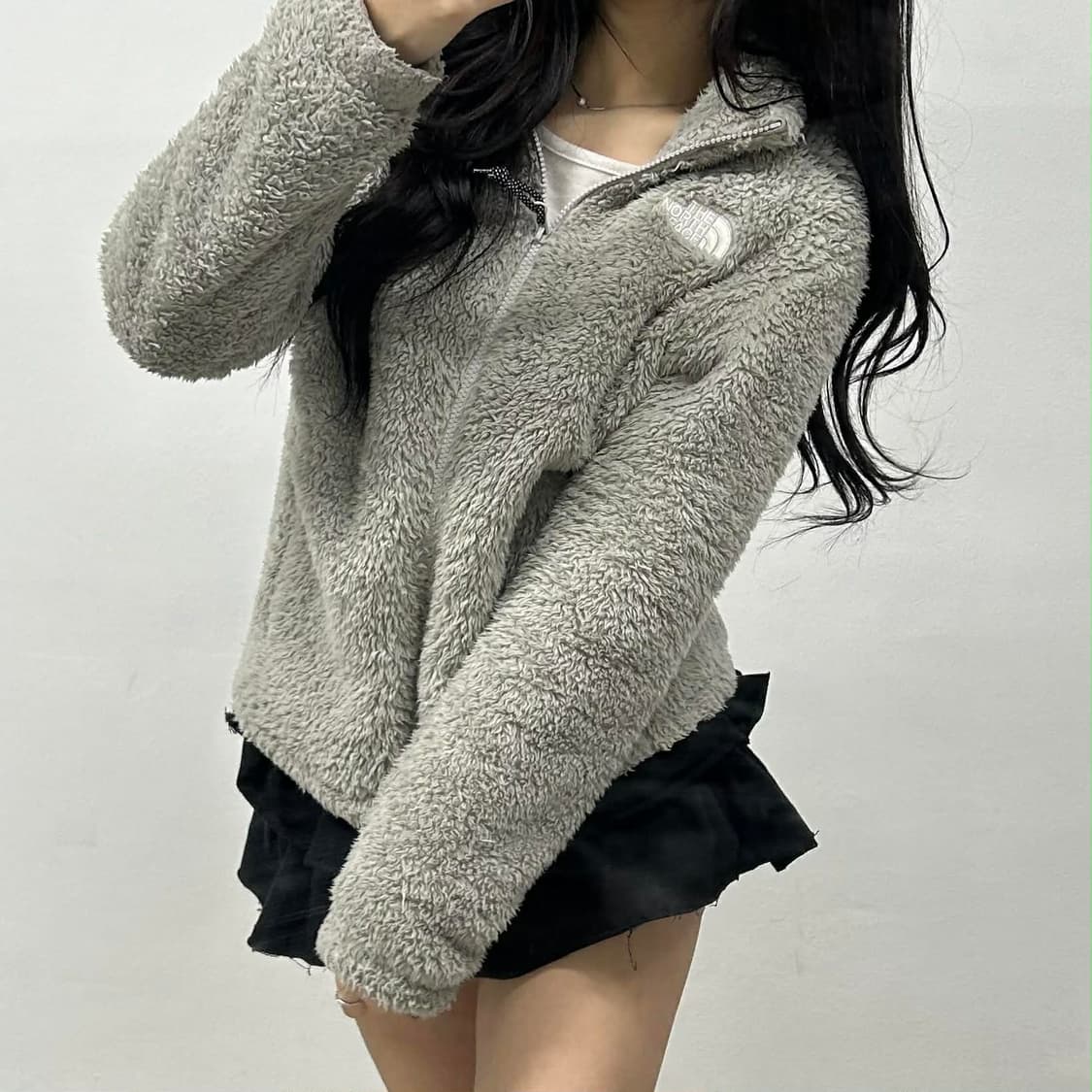 노스페이스 그레이 걸즈 플리스 자켓 쉐르파 후리스(XS) 상품이미지1