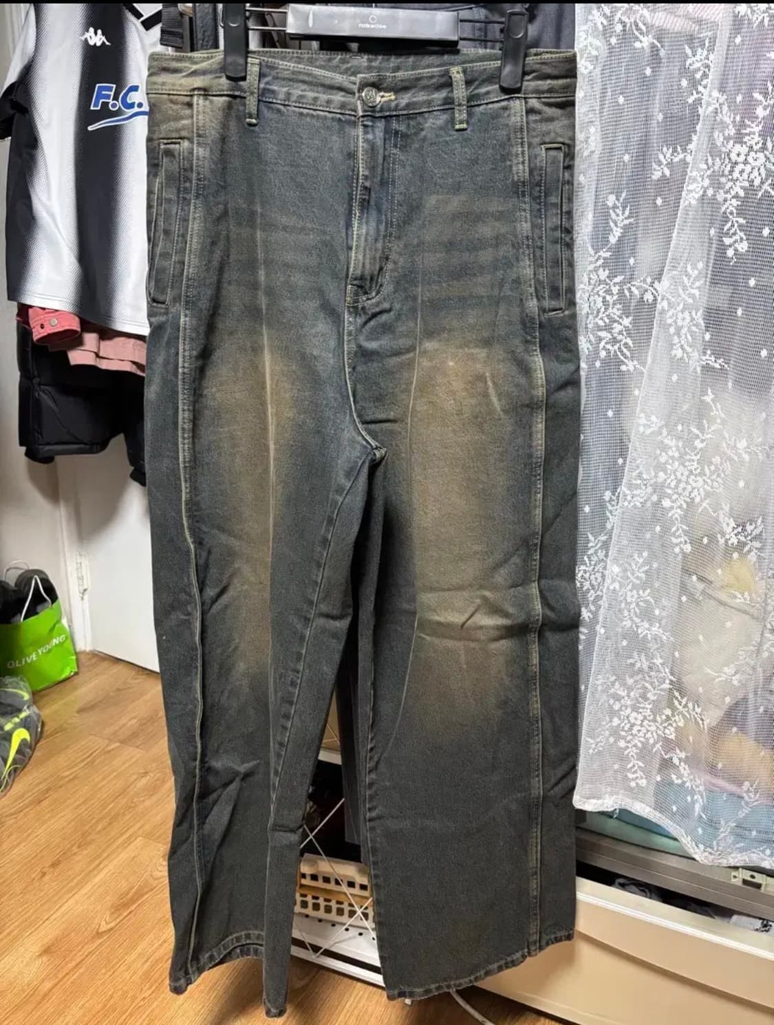 L) dnsr 디엔에스알 사이드 와이어 데님 그린 상품이미지2