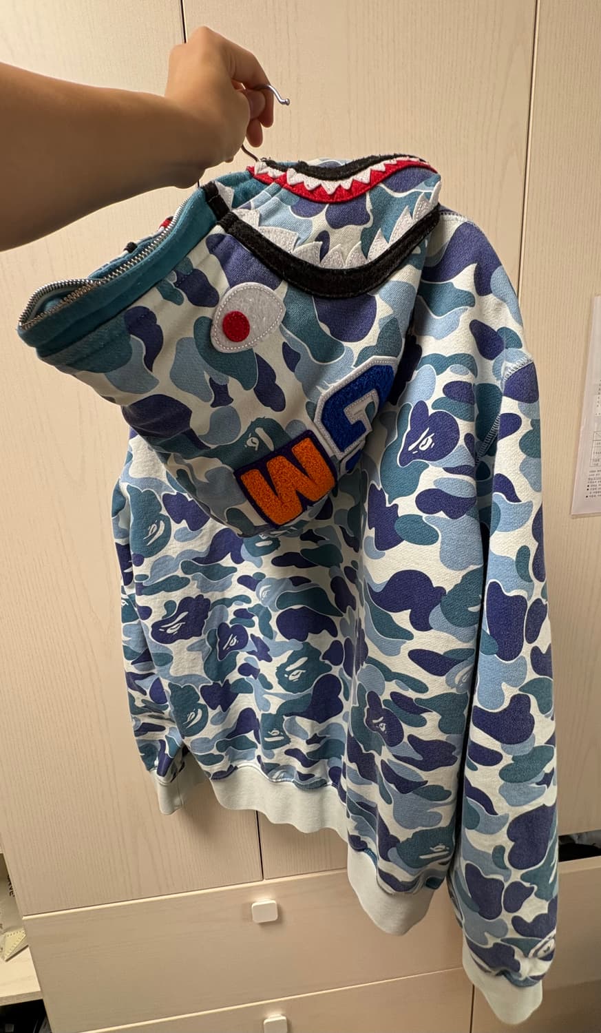 Bape abc 카모 더블 샤크 후드 L 상품이미지1