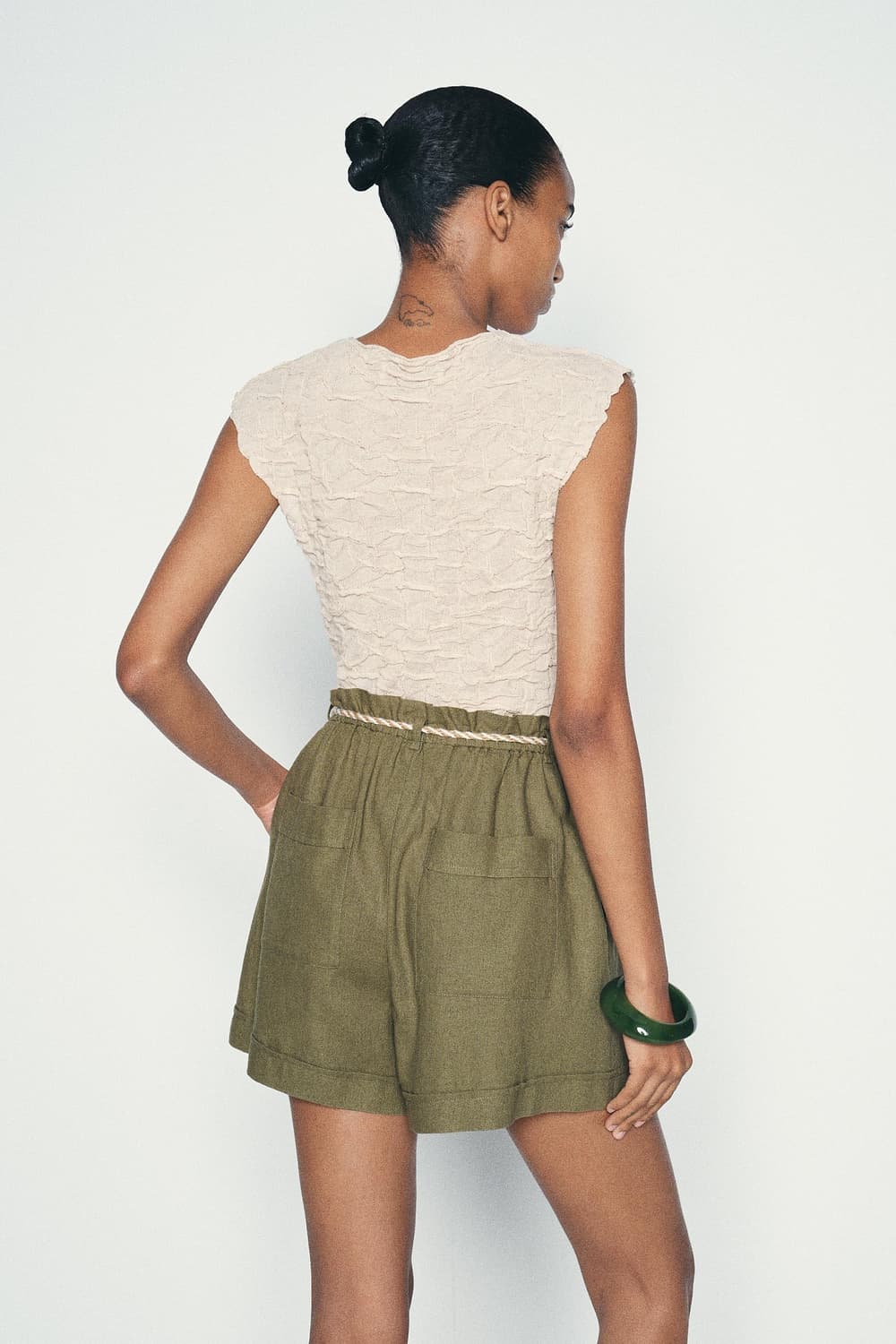  ZARA 자라 링클 캡소매 티셔츠, 자라 링클 슬리브리스 상품이미지3